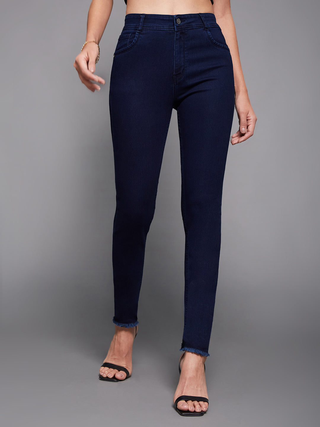 24/7 Comfort Navy-Blue Skinny-Fit Mid-Rise Stretchable Denim Jeans