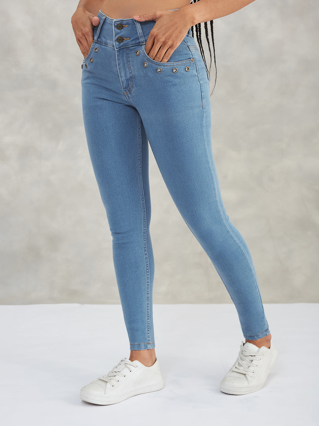 Women's Blue Skinny High-Rise Stretchable Denim Pants