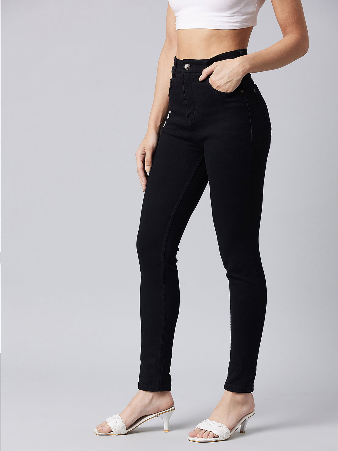 Women's Black Skinny High-Rise Stretchable Denim Jeans