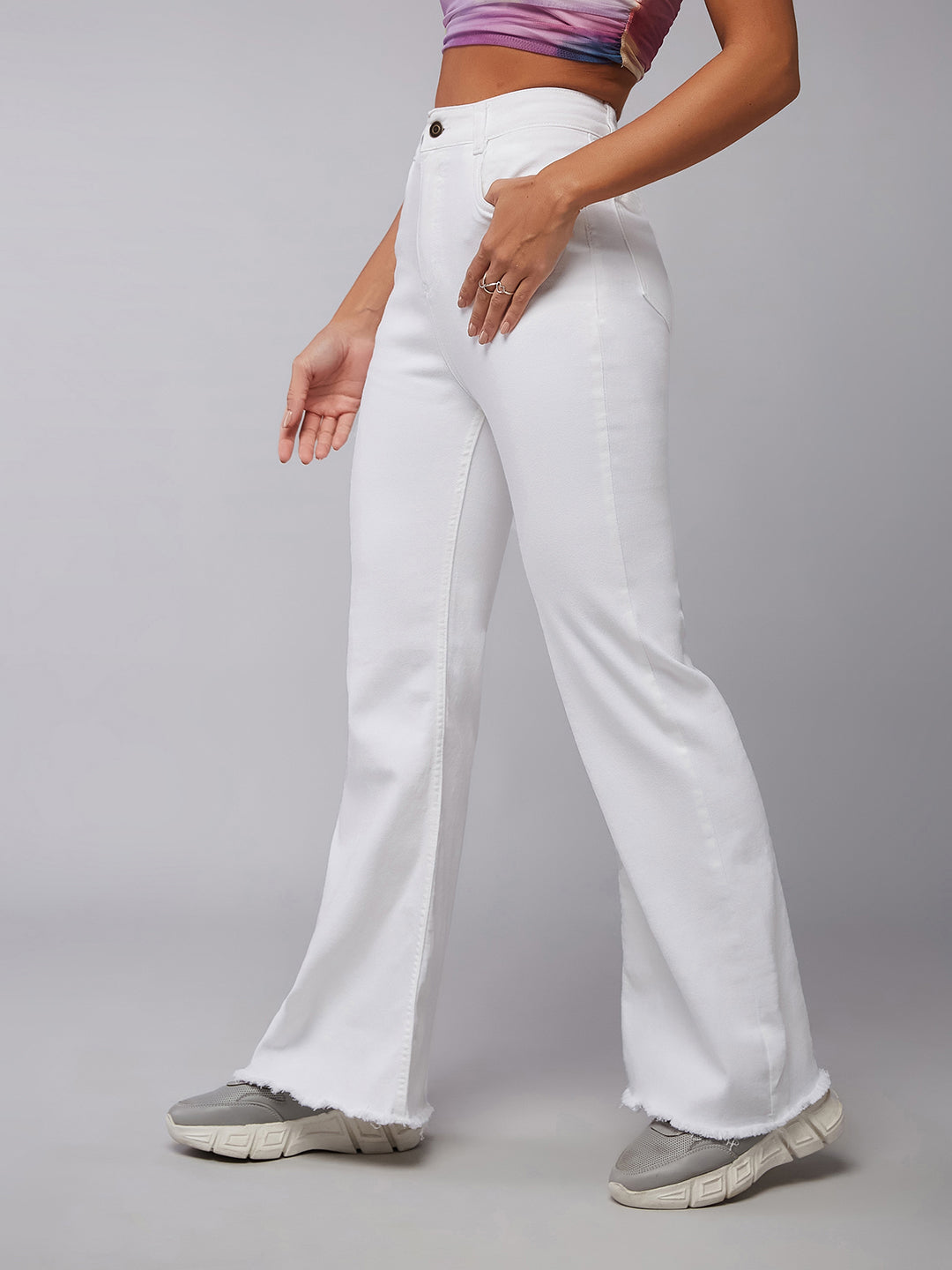 24/7 Comfort White Bell-Bottom Bootcut Hourglass High-Rise Stretchable