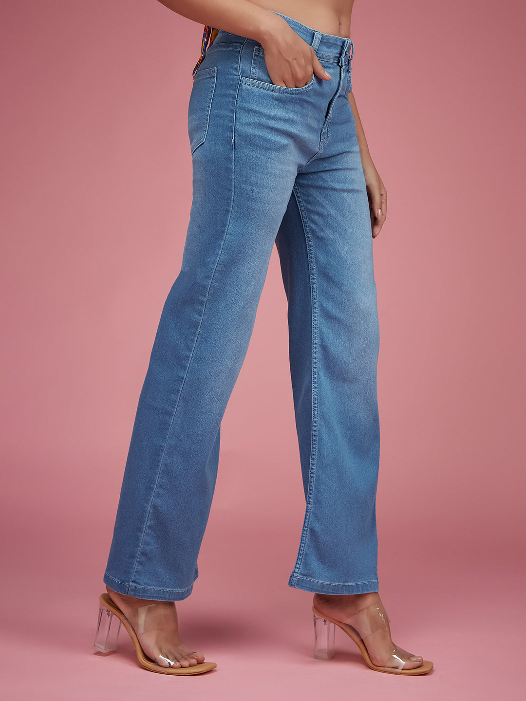 CHASEstretch™ Light Blue Wide-Leg Mid-Rise Denim Jeans
