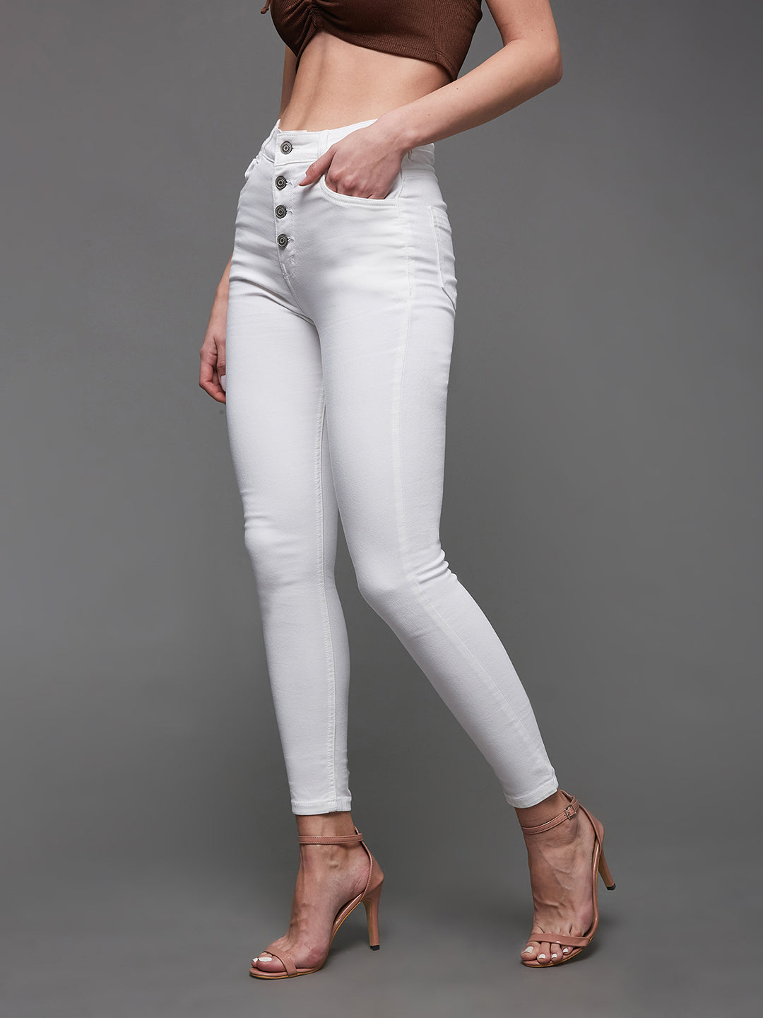 24/7 Comfort White Skinny-Fit High-Rise Stretchable Denim Jeans
