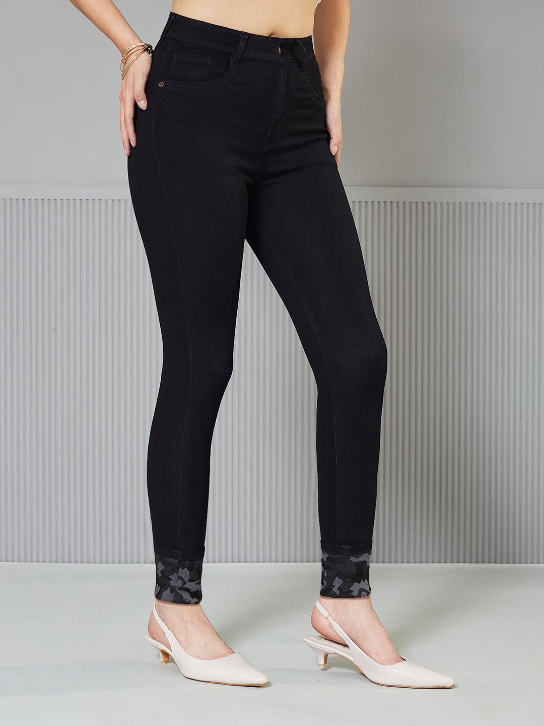 Black High-Rise Slim-Fit Stretchable Denim Jeans for Women — Miss Chase
