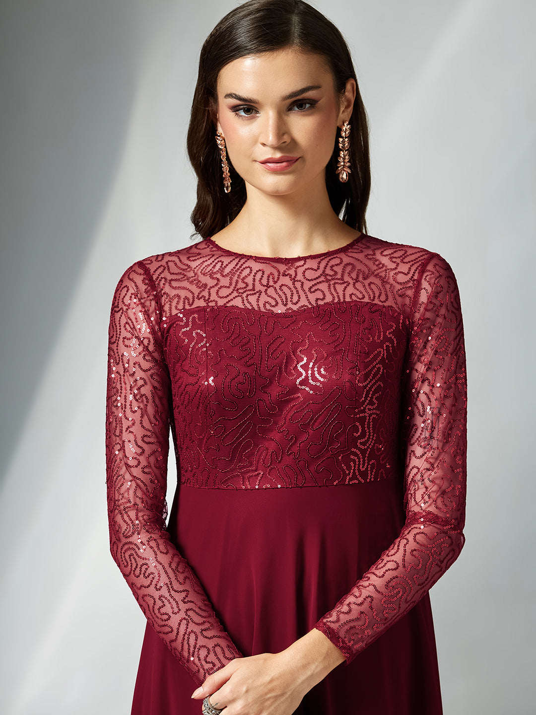 Black Solid Embellished Maxi Dress for Women