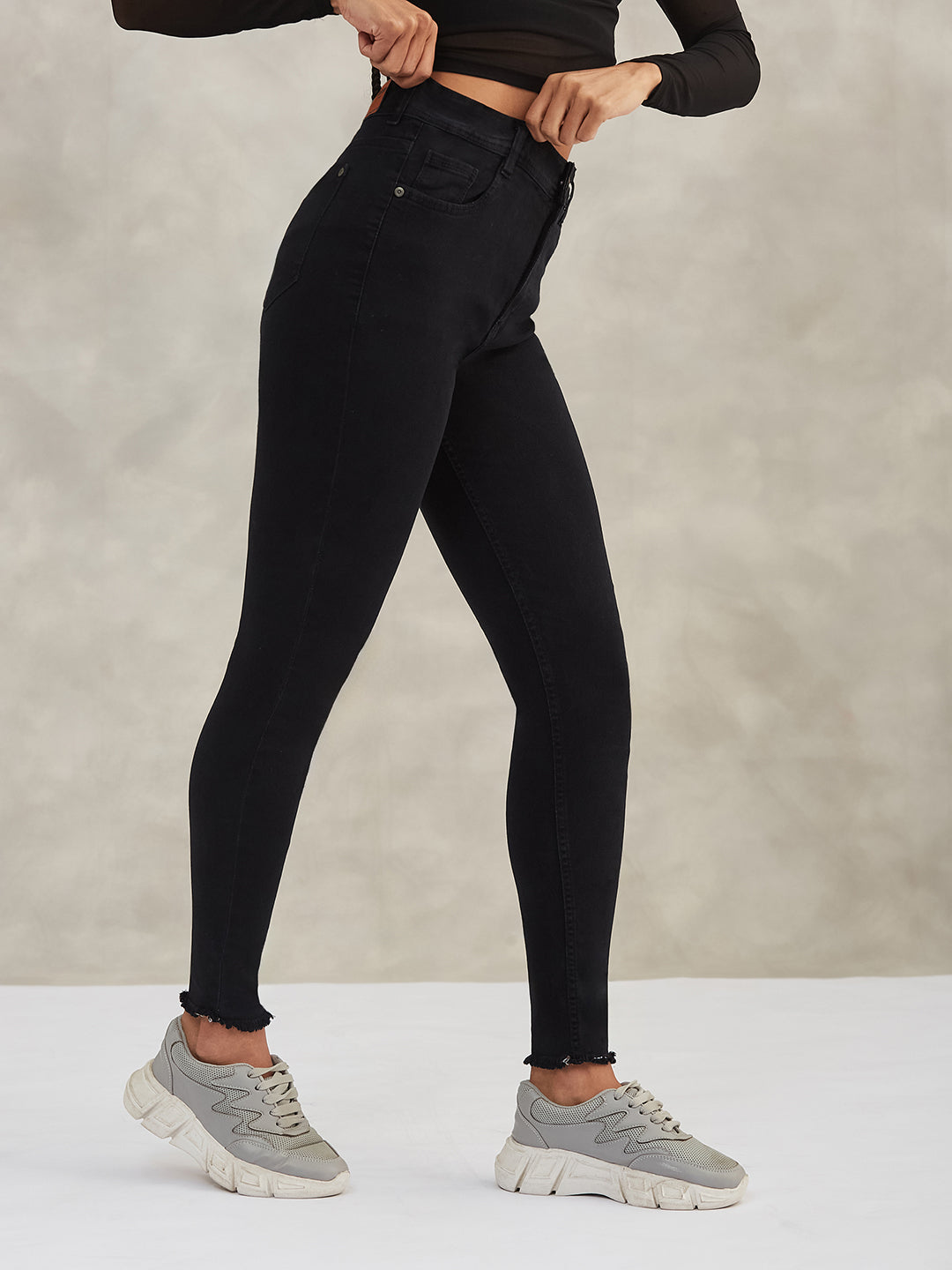 Women's Black Slim-Fit High-Rise Denim Jeans