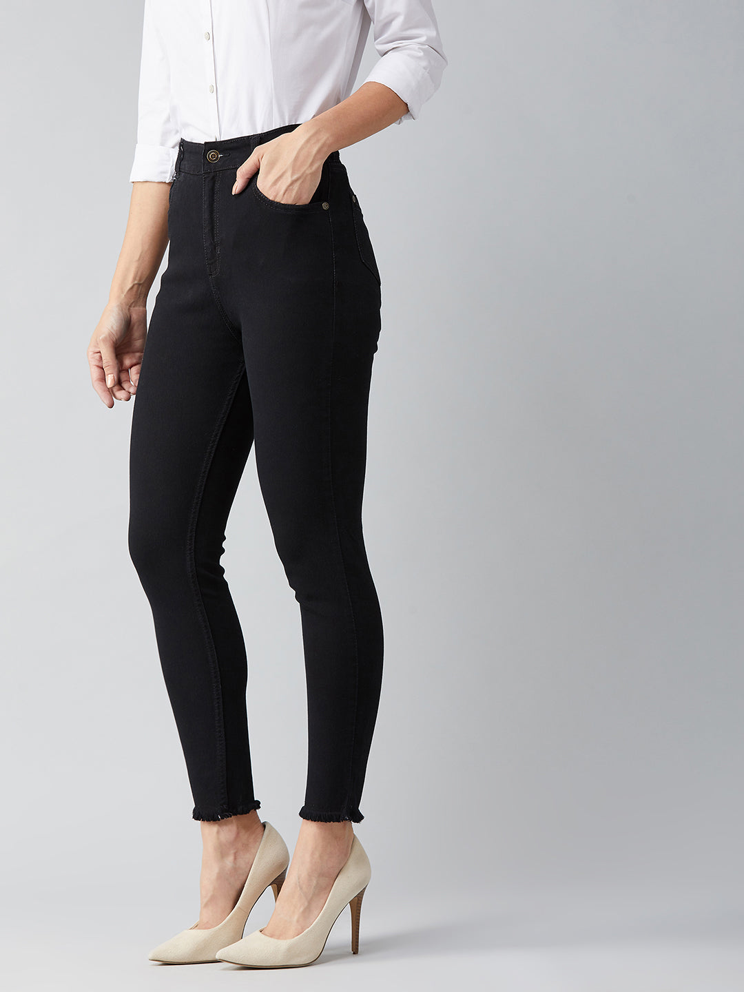 24/7 Comfort Black Slim-Fit High-Rise Denim Jeans