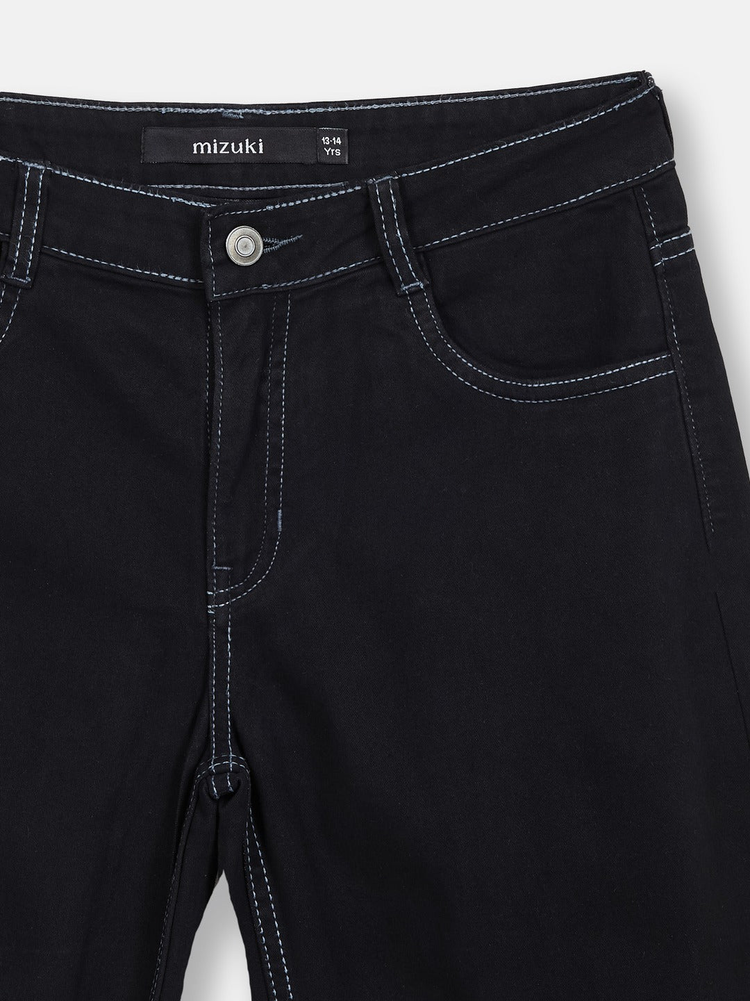 Black Wide-Leg High-Rise Clean-Look Regular-Length Stretchable Denim Jeans for Girls/Teenagers