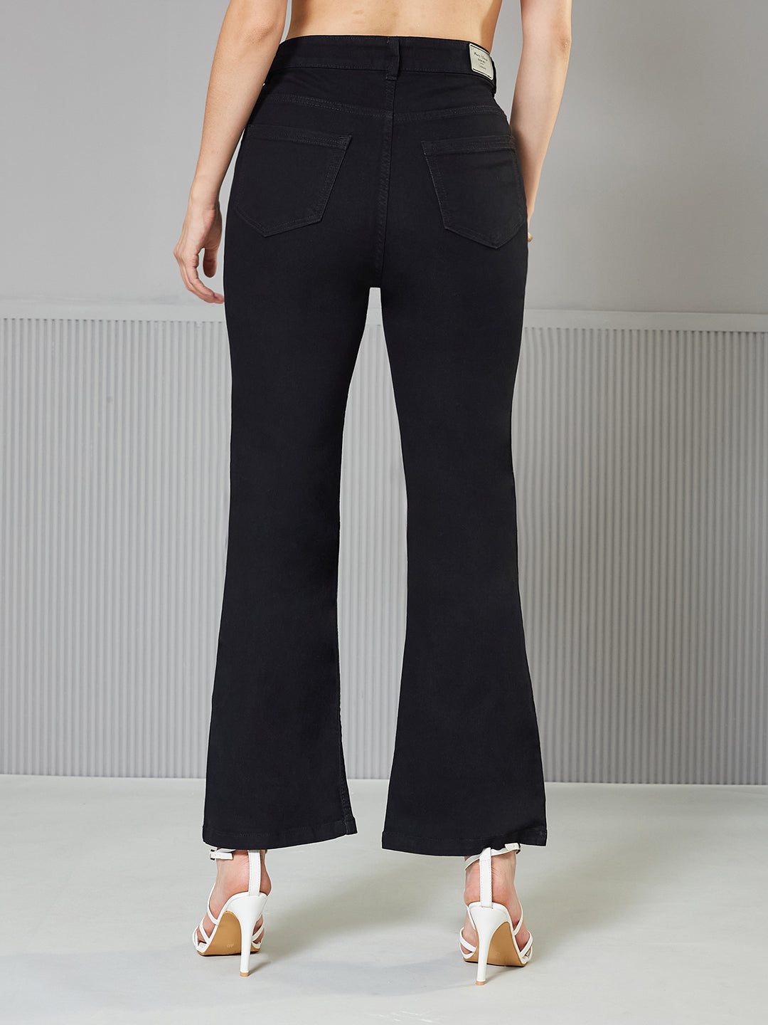 Black Bootcut High-Rise Regular Stretchable Denim Jeans for Women