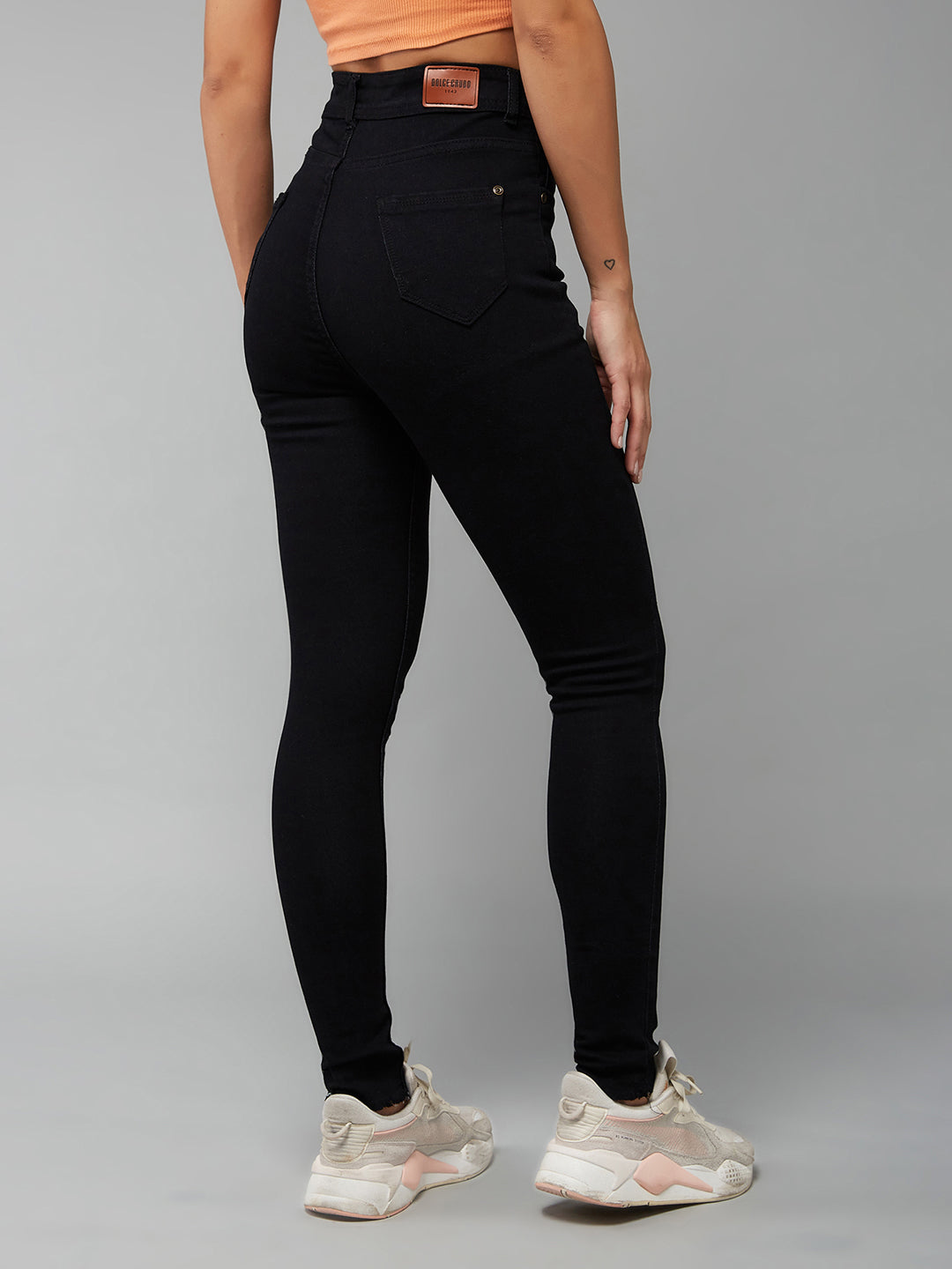 Women's Black Slim Fit Regular-Length High-Rise Denim Jeans