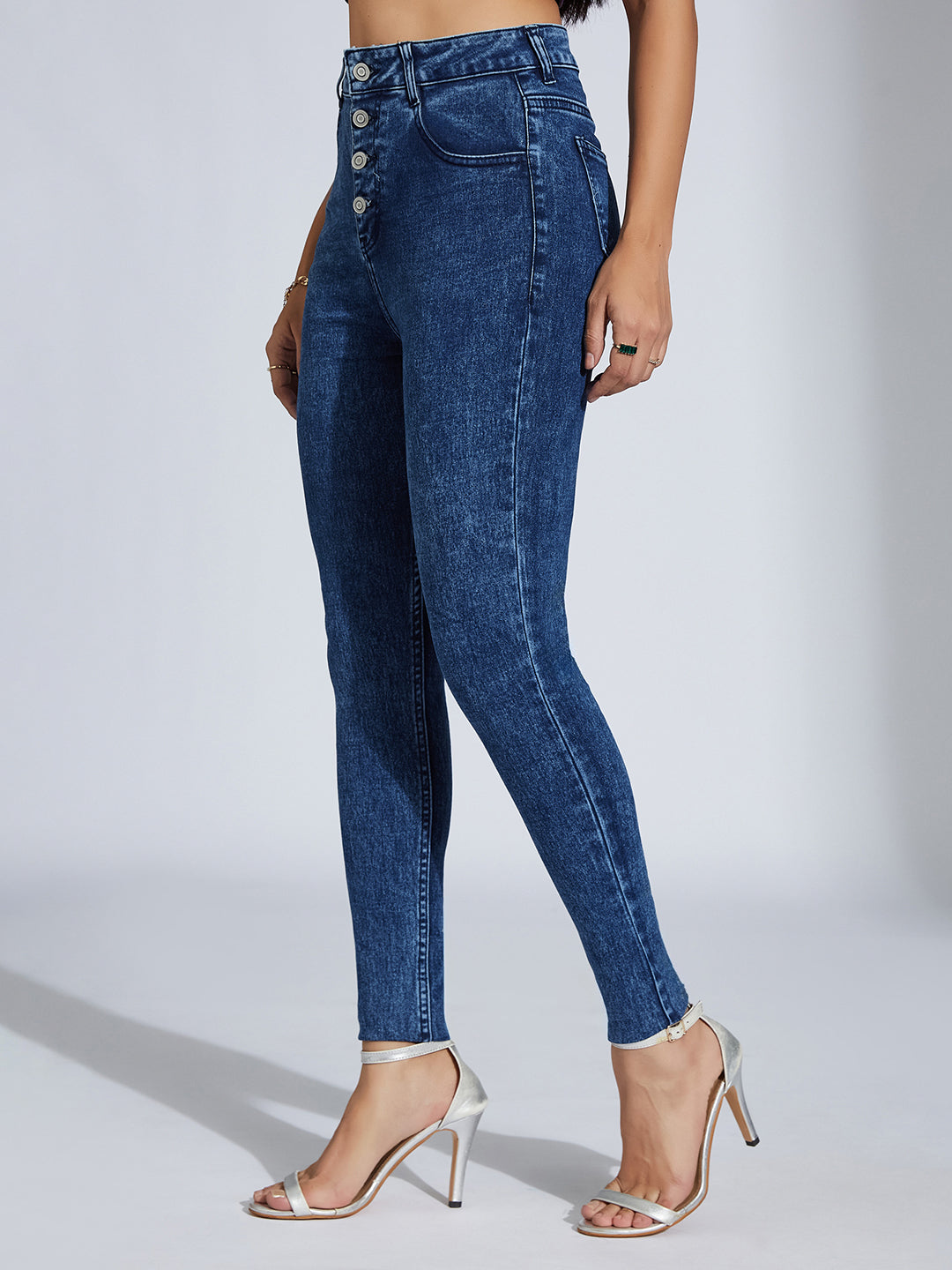 CHASEstretch™ Women's Blue Skinny-Fit High-Rise Clean-Look Regular-Length Stretchable Denim Jeans