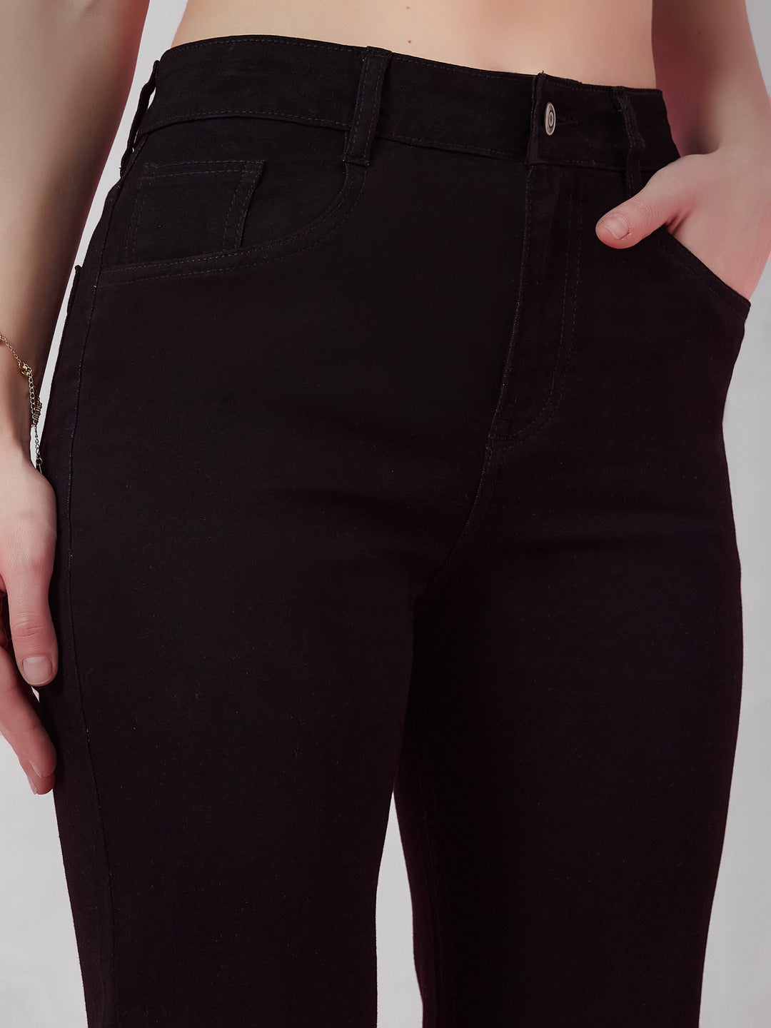 Black Bootcut high-rise Regular Stretchable Denim Jeans for Women