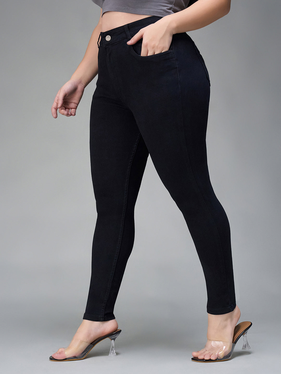 24/7 Comfort Black Skinny High-Rise Stretchable Denim Jeans