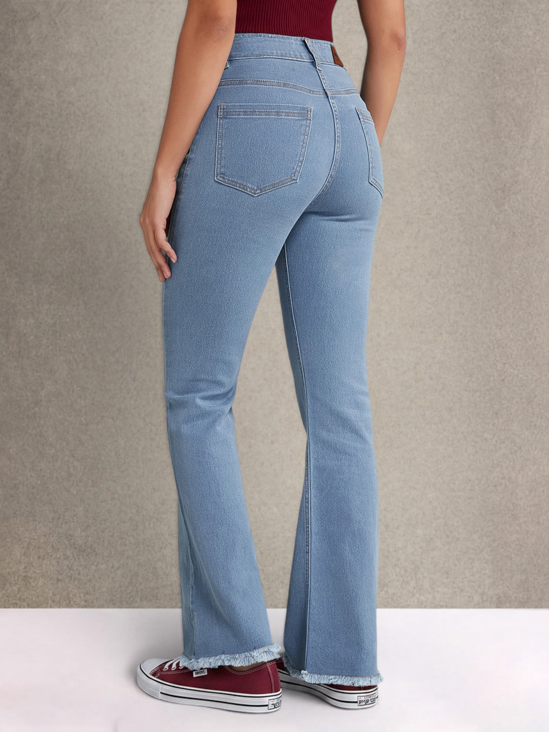 Light Blue Bootcut High rise Regular Stretchable Denim Jeans for Women