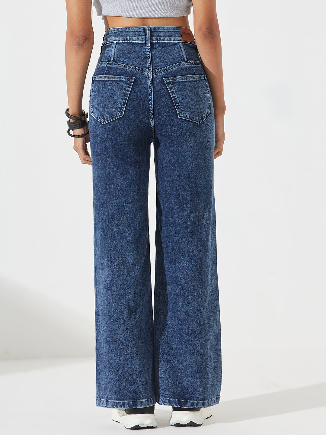 CHASEshape™ Light-Shaping Wide-Leg High-Rise Dark Blue Denim Jeans with Boning Technology