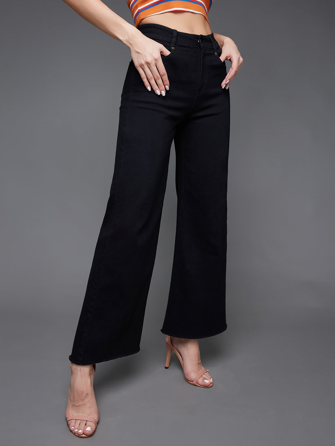 CHASEstretch™ Black High-Rise Wide-Leg Denim Jeans