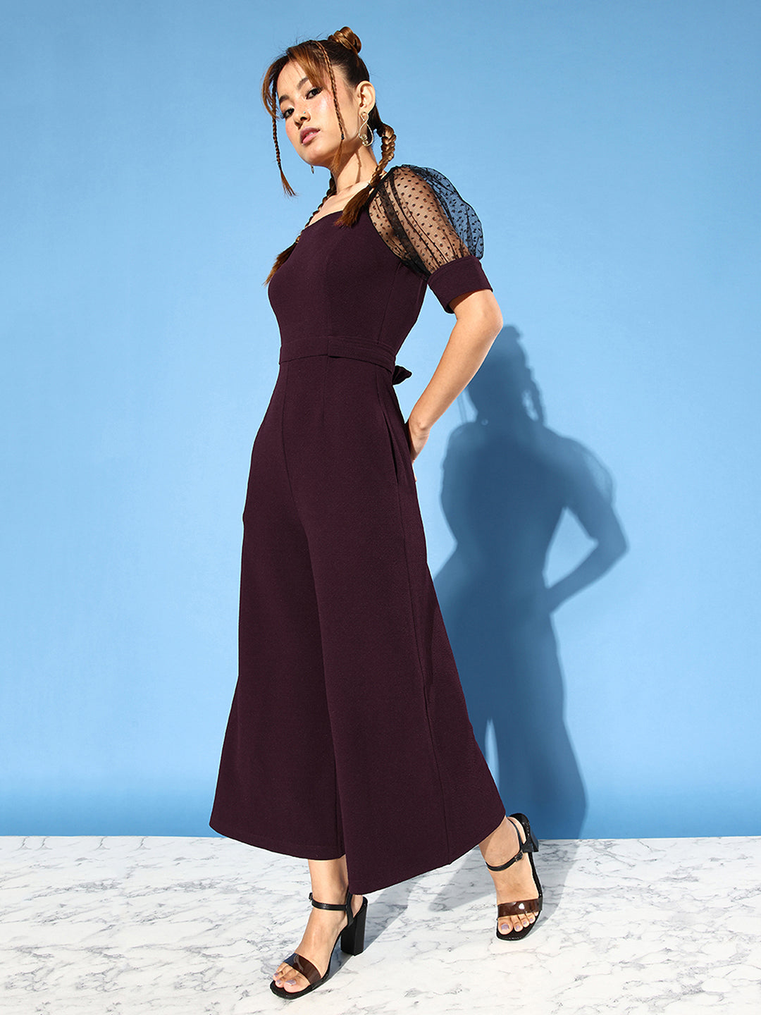 Dark Purple & Black jumpsuit — Relaxed Fit | Miss Chase