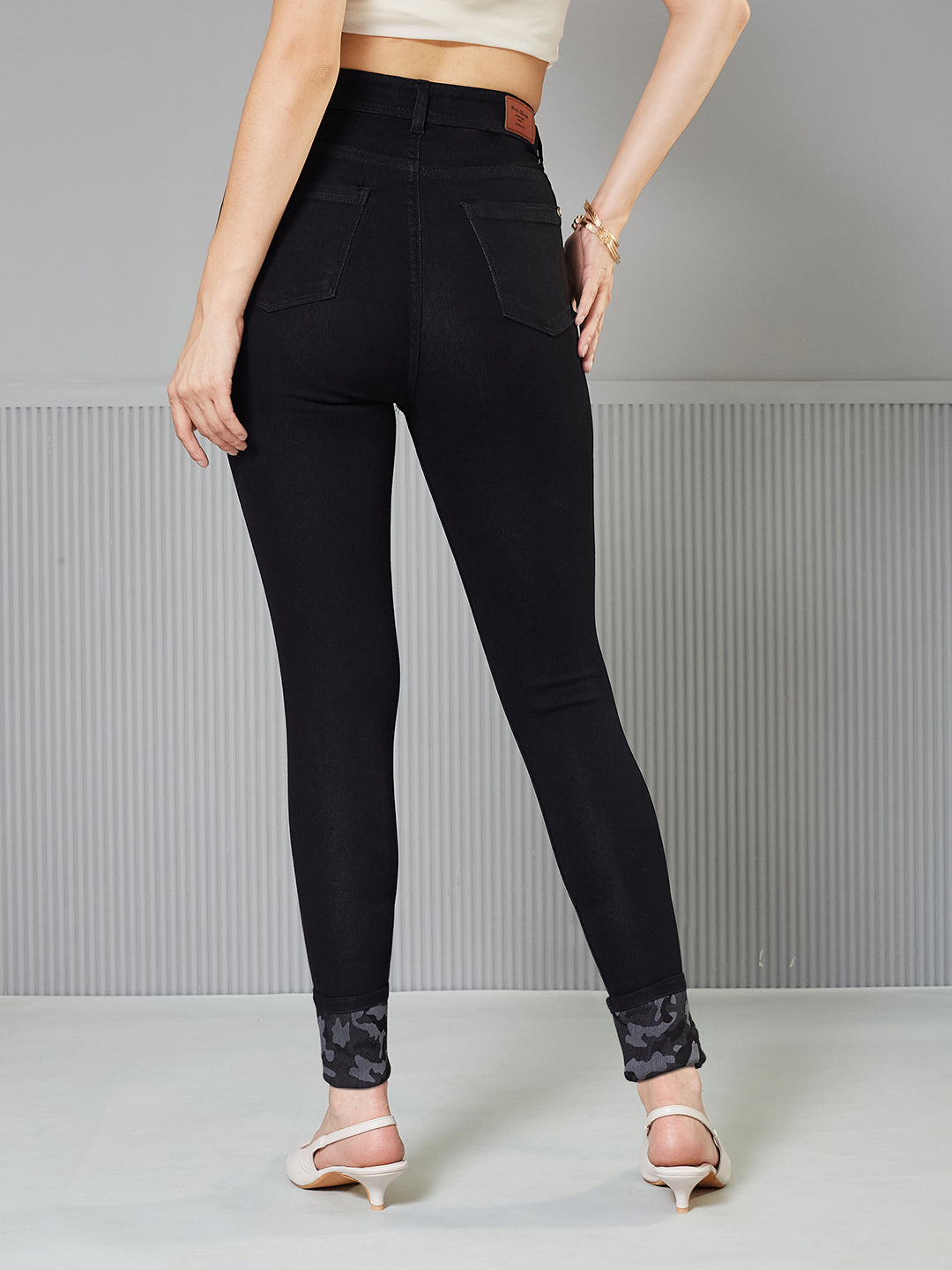 Women's Black High-Rise Slim Fit Regular-Length Stretchable Denim Jeans