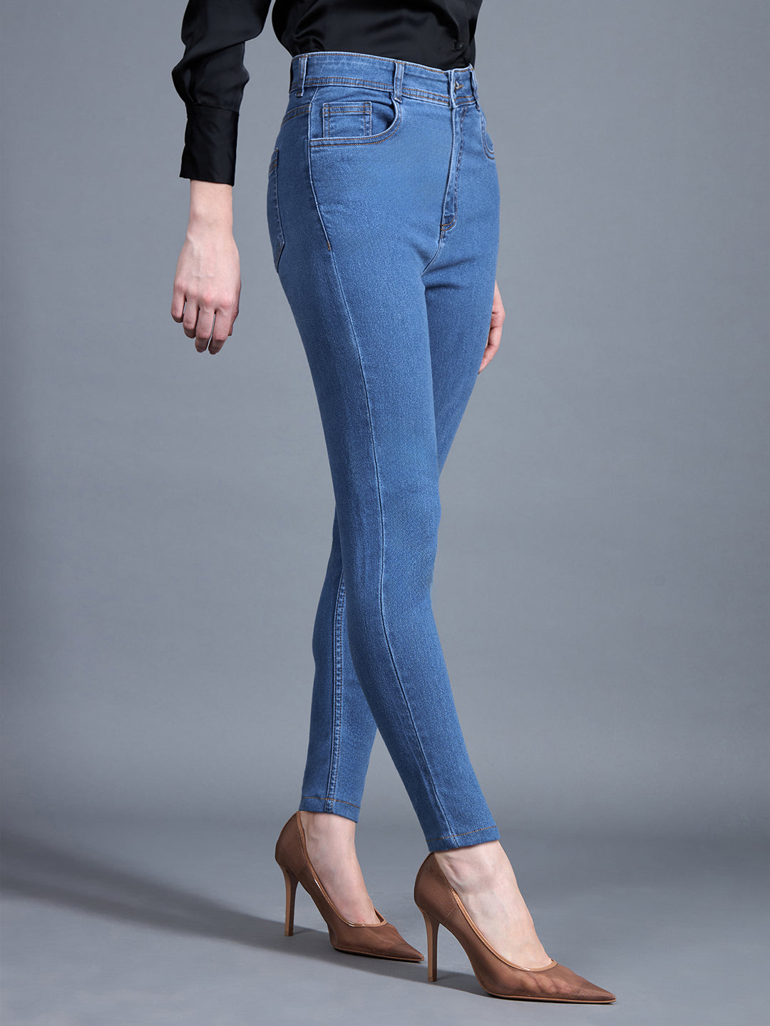 24/7 Comfort Workwear Women's Blue Skinny High-Rise Cropped Denim Jeans