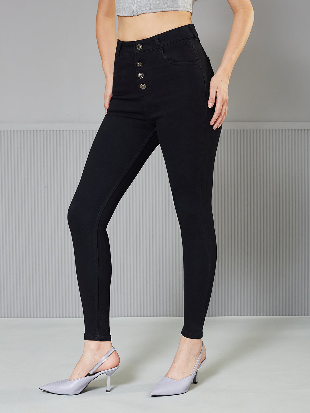 Women's Black Skinny Fit High-Rise Stretchable Denim Jeans