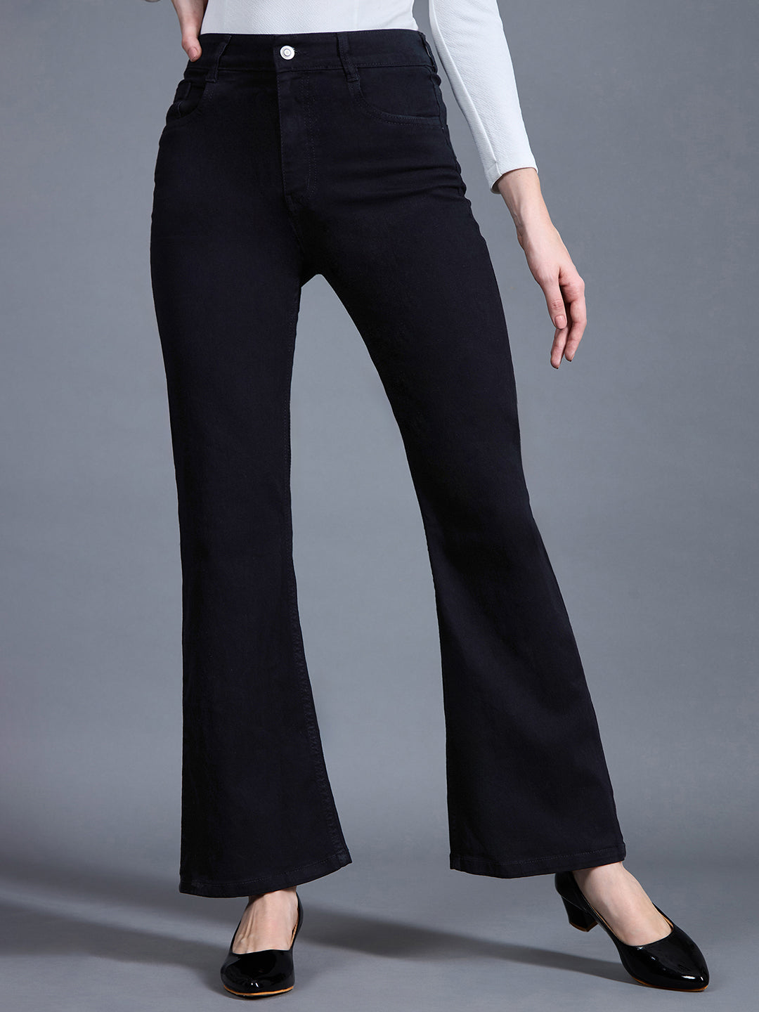 24/7 Comfort Black Bootcut High-Rise Stretchable Denim Jeans