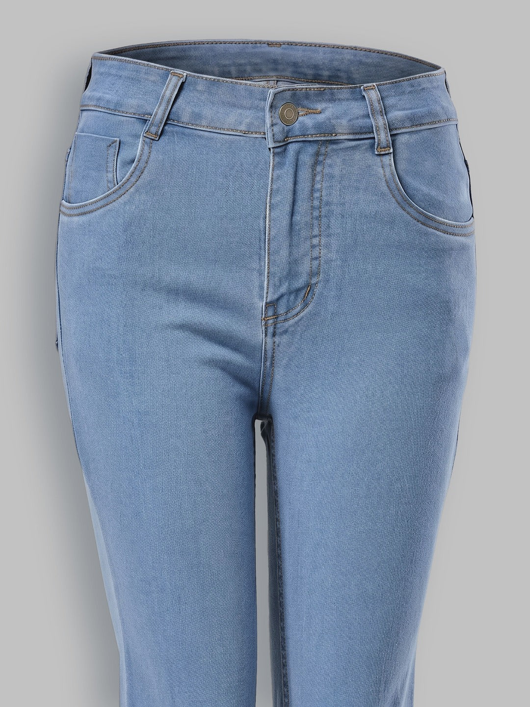 Light Blue Bootcut High rise Stretchable Denim Jeans for Women