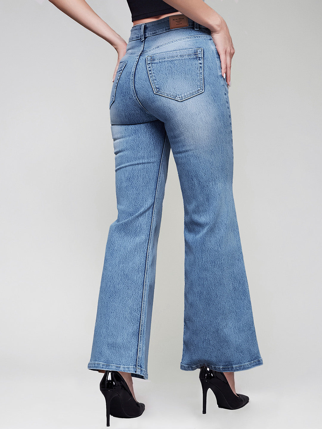 CHASEshape™ Light Blue Wide-Leg High Rise Stretchable Denim Jeans for Women