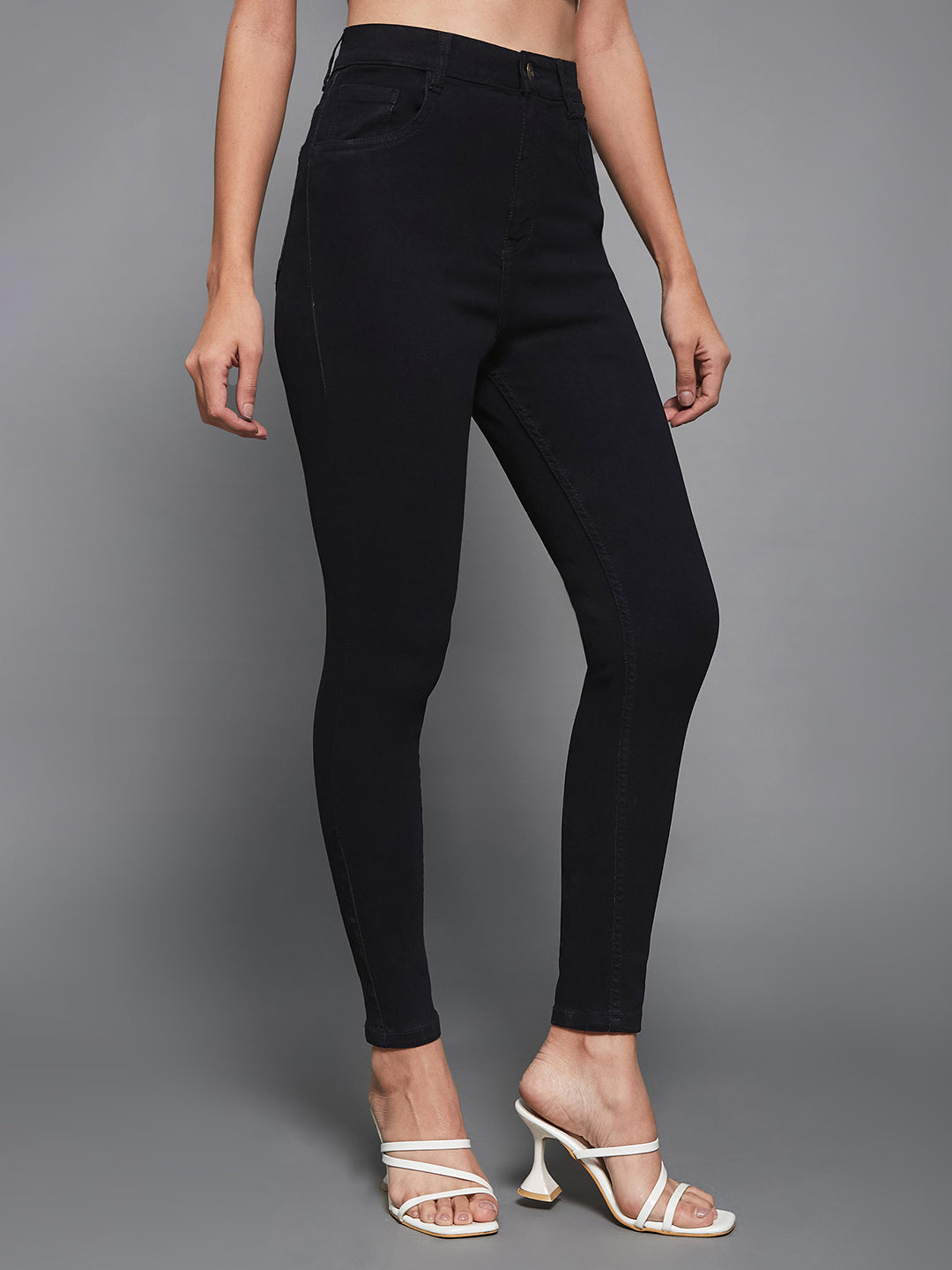 24/7 Comfort Black Skinny High-Rise Stretchable Denim Jeans
