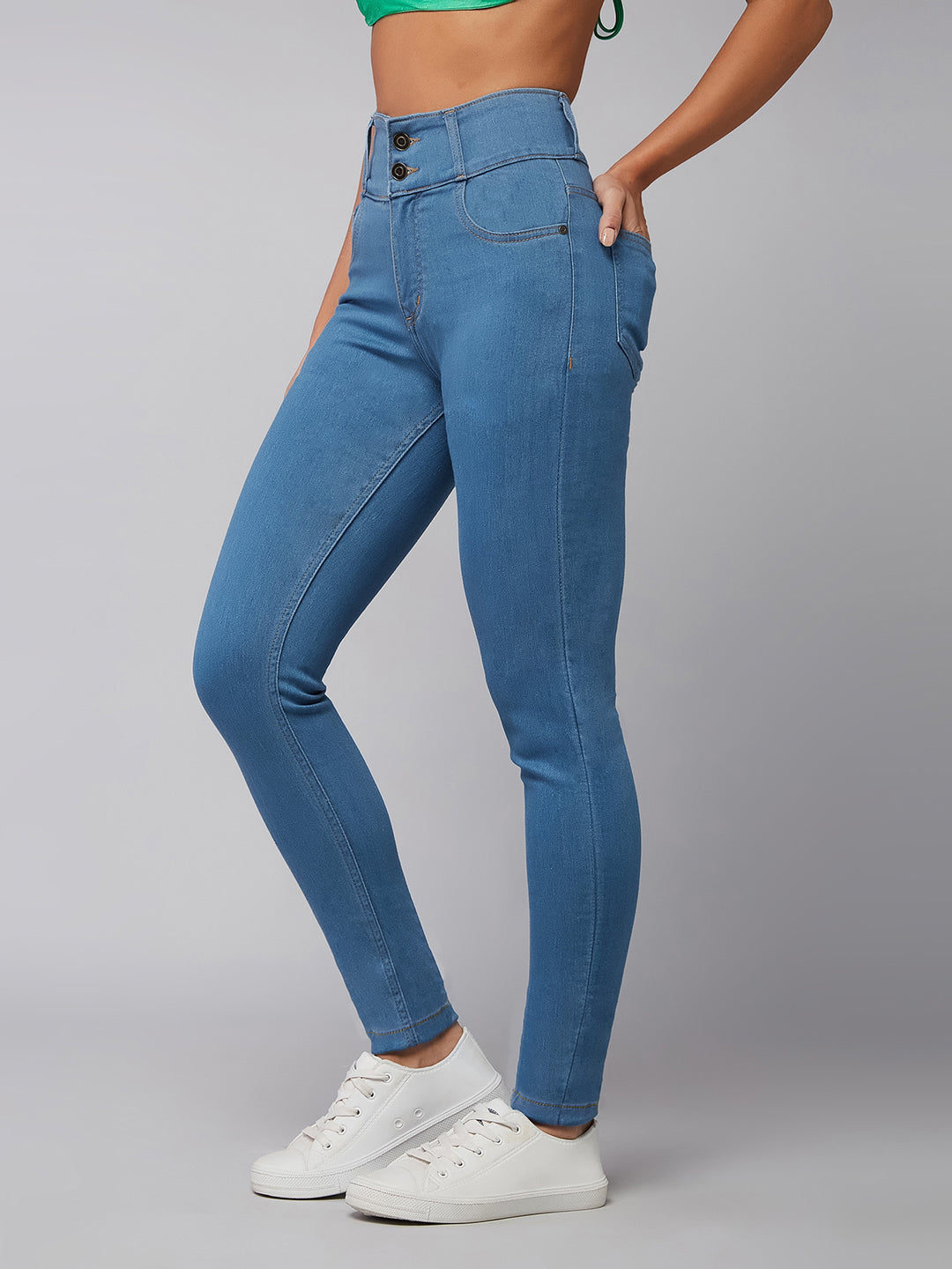 24/7 Comfort Blue Skinny-Fit High-Rise Stretchable High-Rise Denim Jeans