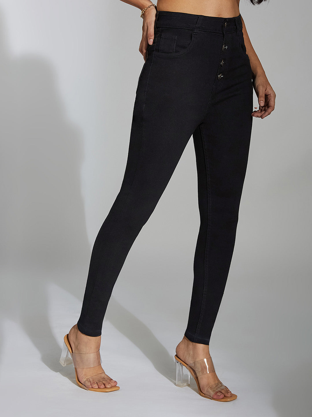 24/7 Comfort Black Skinny-Fit High-Rise Stretchable Denim Jeans