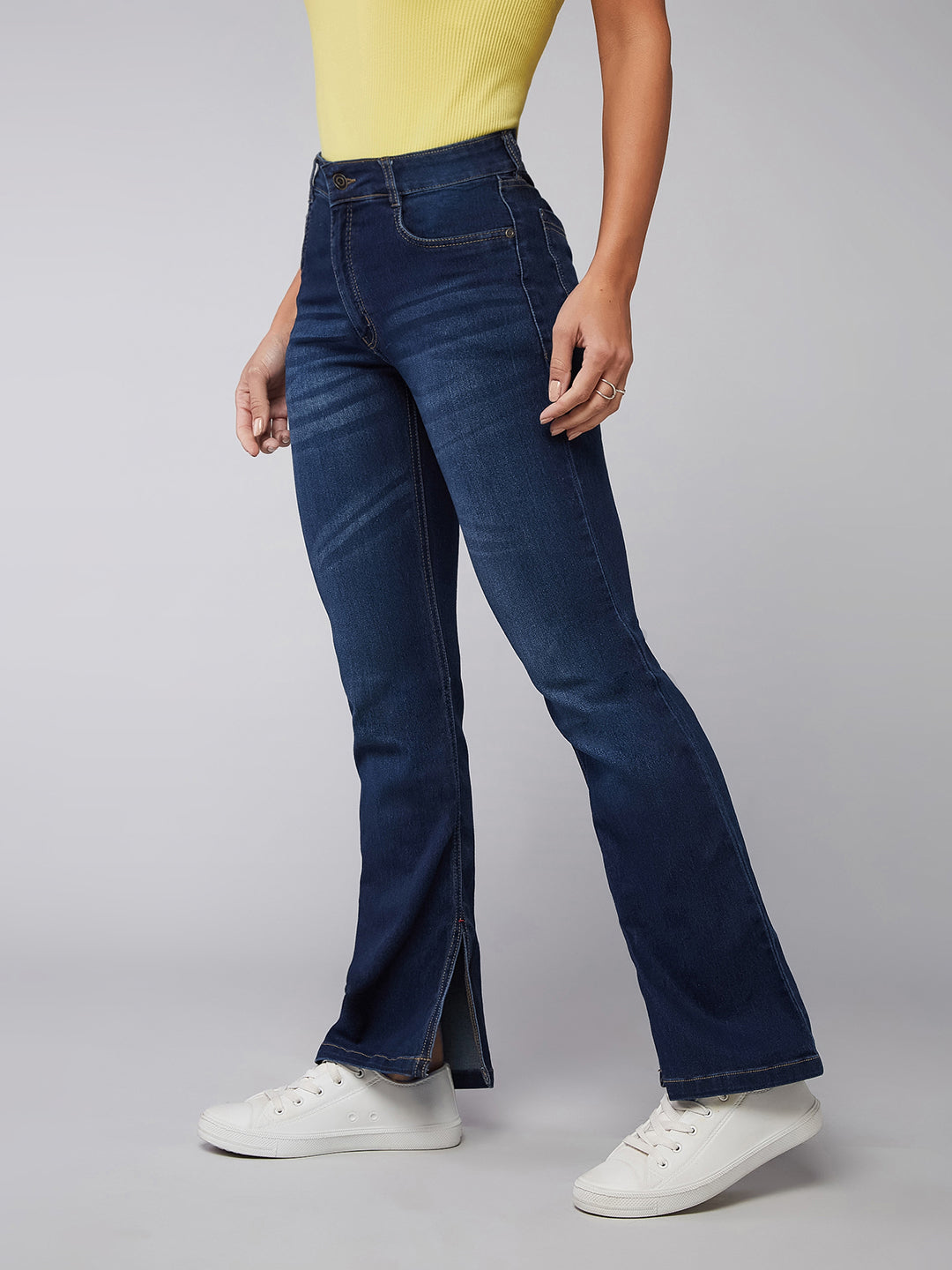 24/7 Comfort Blue Bell-Bottom Bootcut Hourglass Mid-Rise Stretchable Denim Jeans