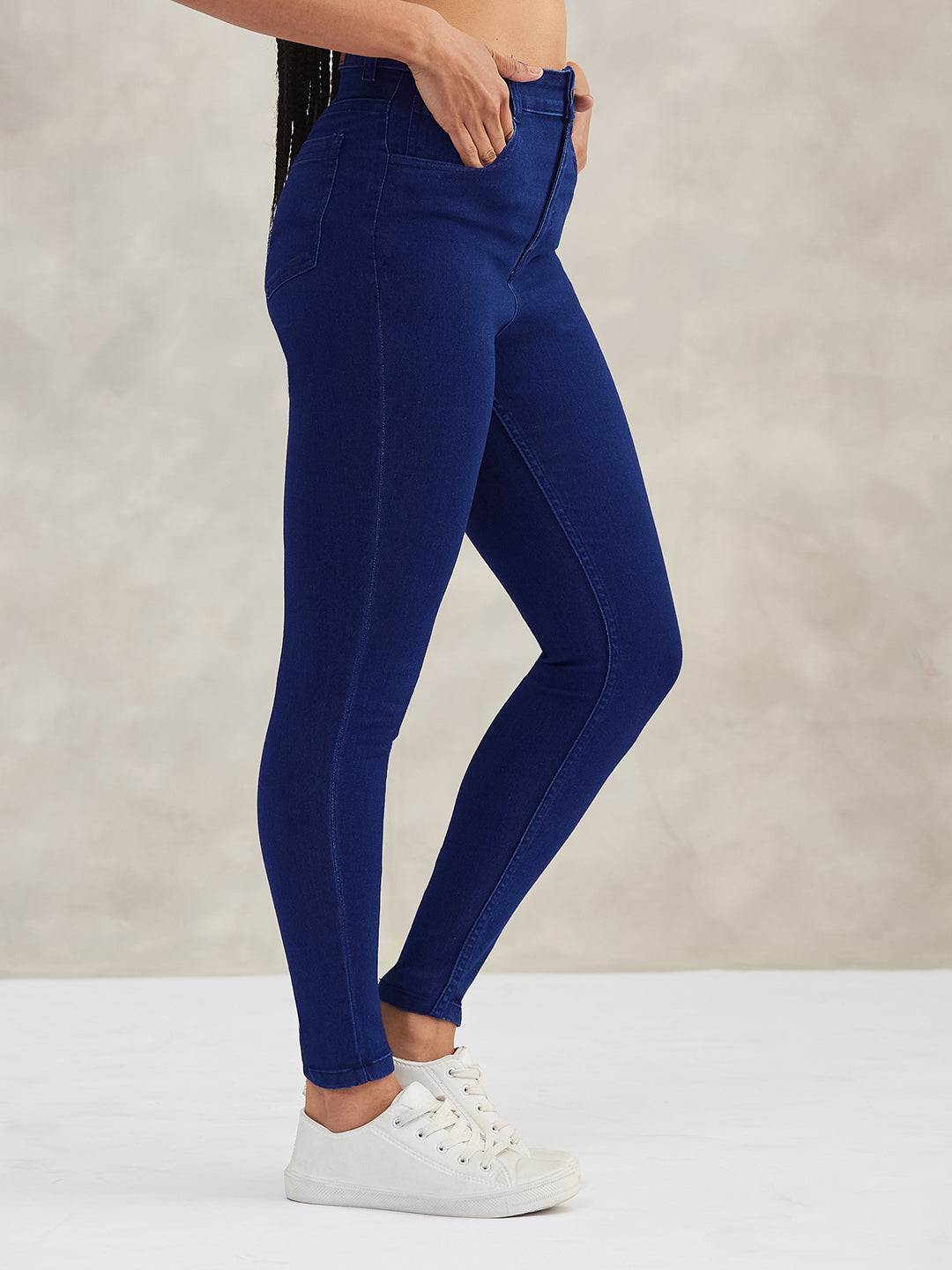 Women's Navy Blue Skinny High-Rise Stretchable Denim Jeans