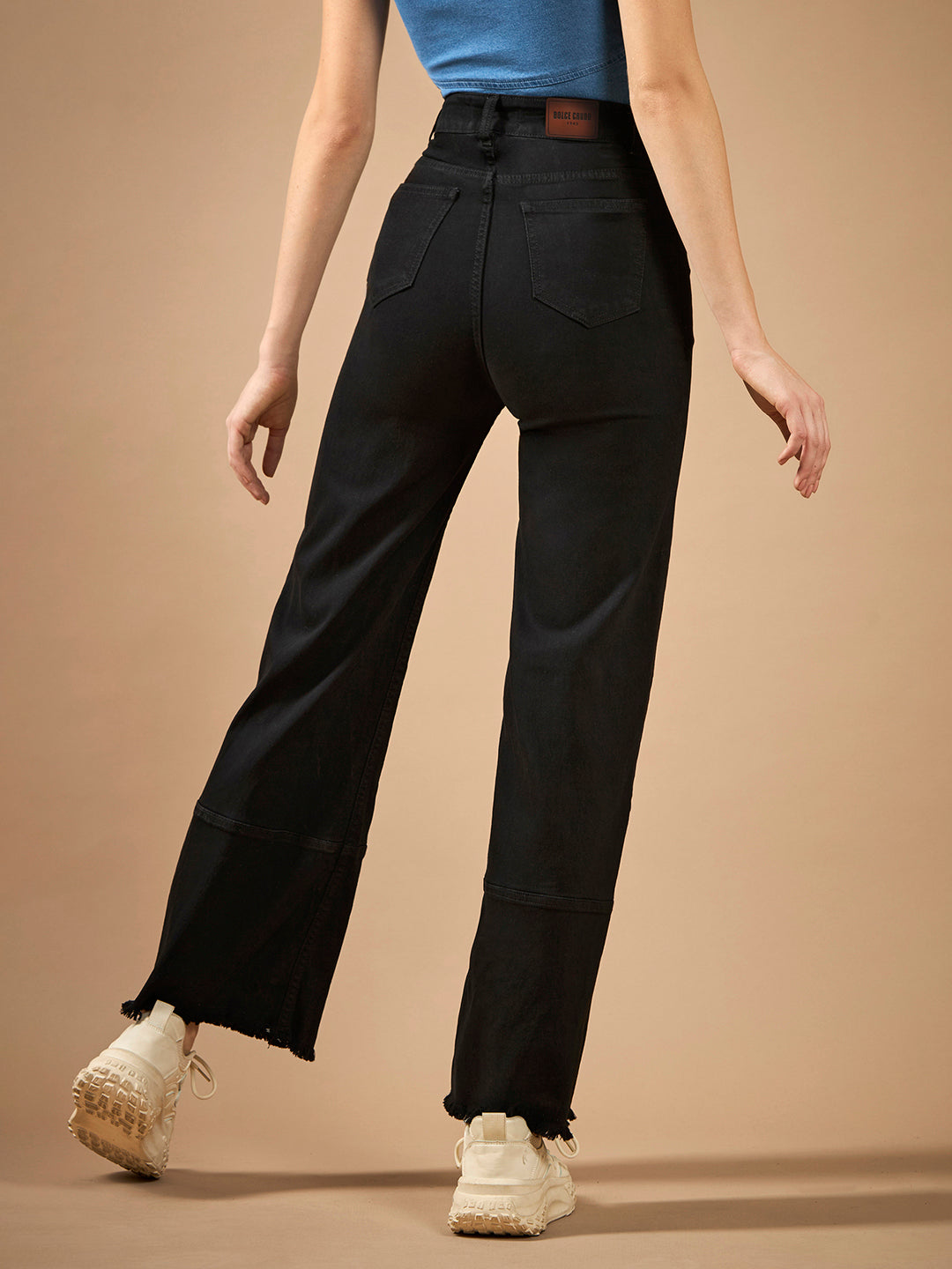24/7 Comfort Black Wide-Leg High-Rise Stretchable Denim Jeans