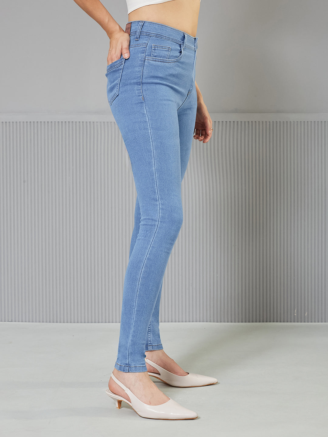 Women's Blue Skinny High-Rise Distressed Denim Jeans