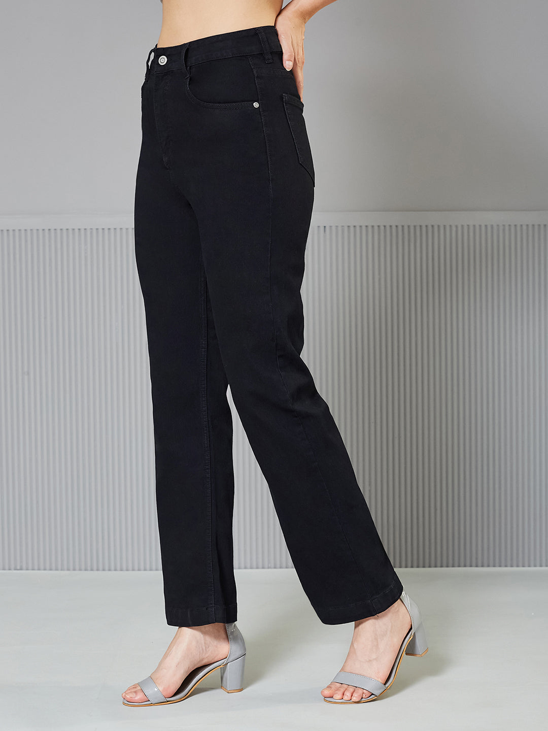 CHASEstretch™ Black Straight-Fit High-Rise Regular-Length Denim Jeans for Women — Miss Chase