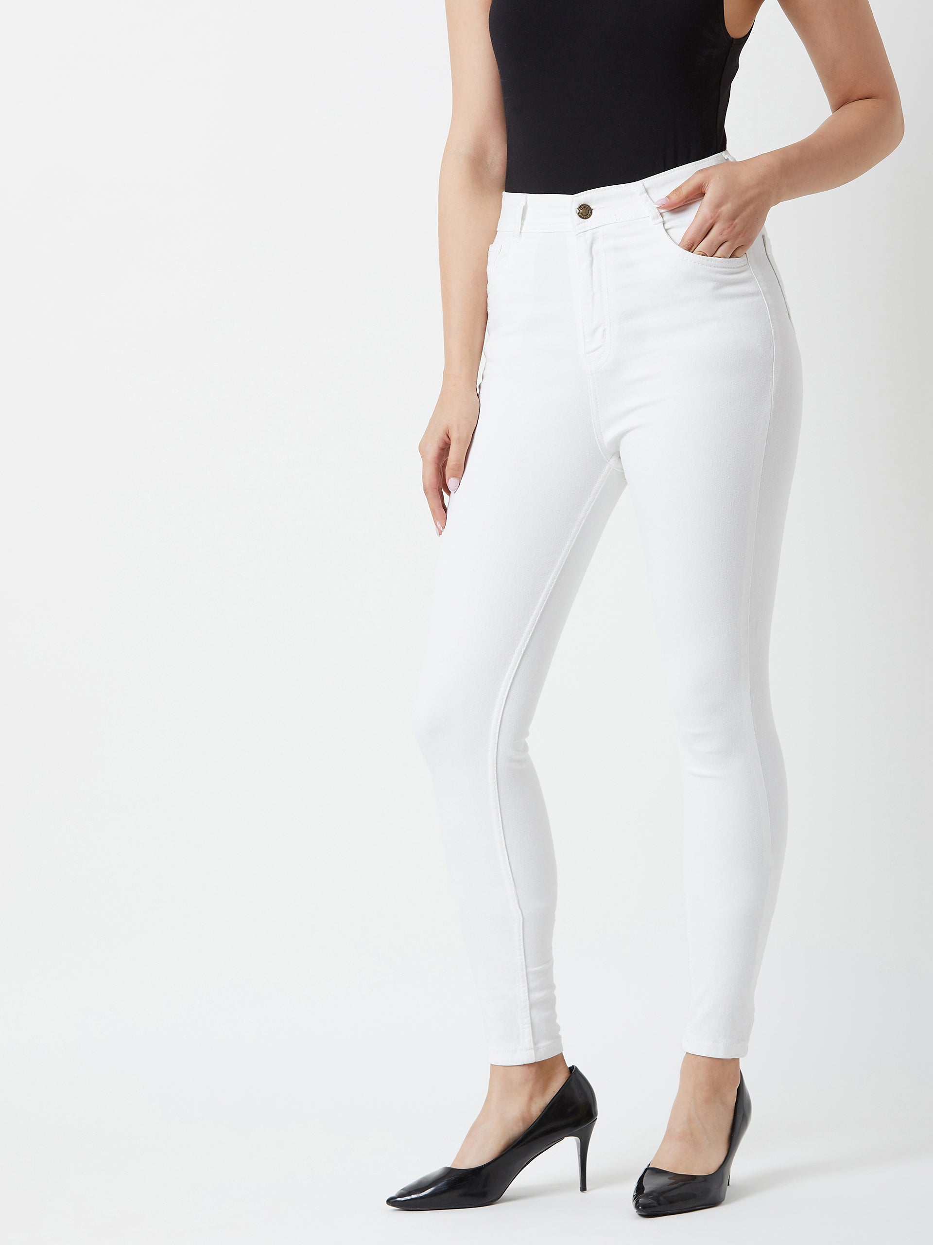 24/7 Comfort White Skinny-Fit High-Rise Bleached Denim Jeans