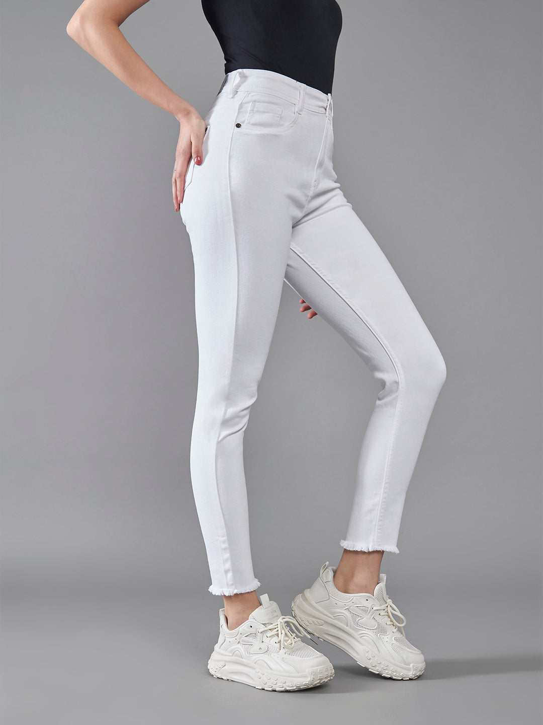 24/7 Comfort White Skinny-Fit High-Rise Cropped Denim Jeans for Women — Dolce Crudo