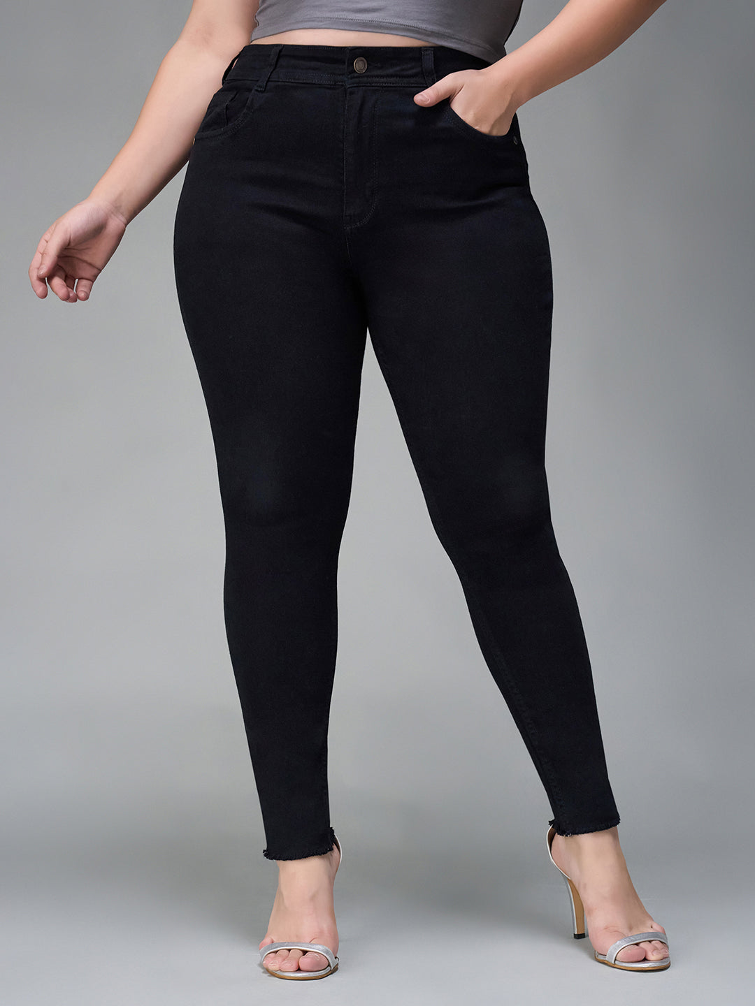 24/7 Comfort Black Slim-Fit High-Rise Denim Jeans for Women
