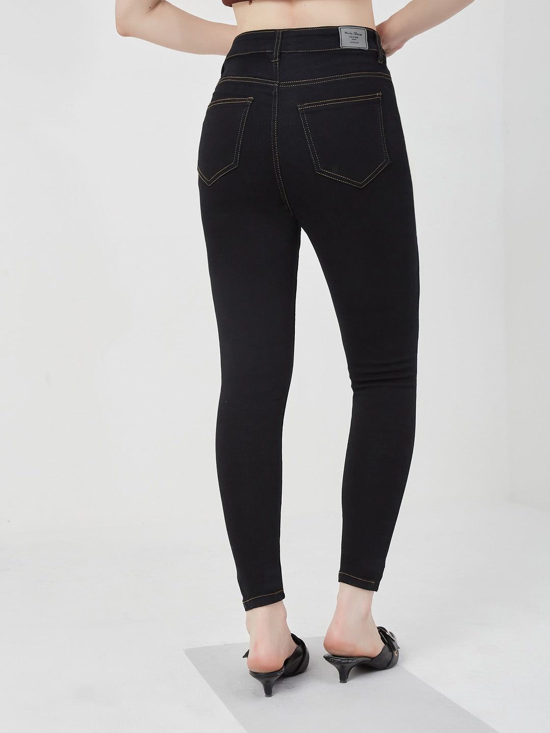 Black Skinny high-rise Regular Stretchable Denim Jeans for Women