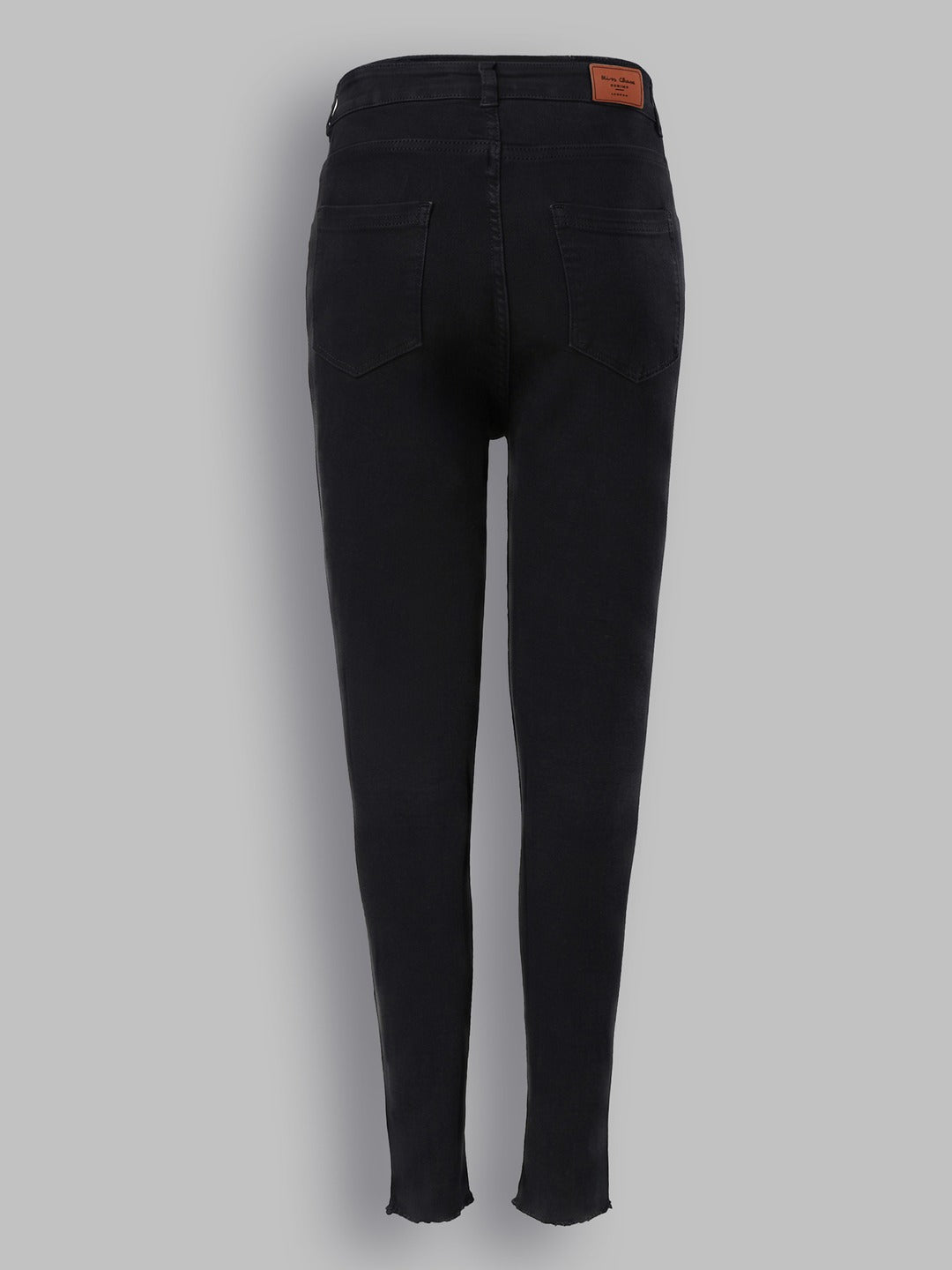 Black Skinny Fringed Detailing High Rise Solid Cropped Stretchable Denim Jeans for Women