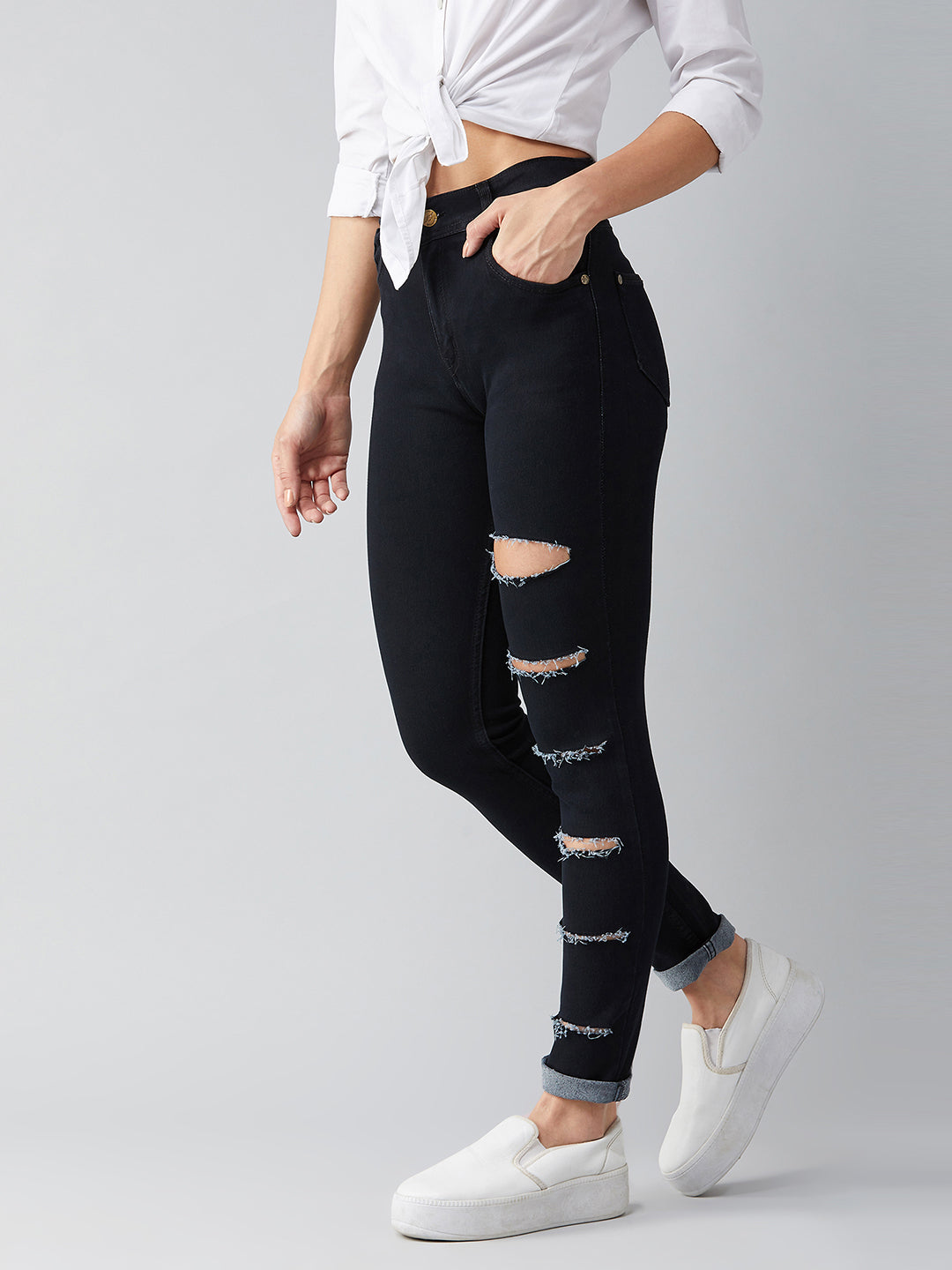 Women's Black Slim High-Rise Denim Jeans