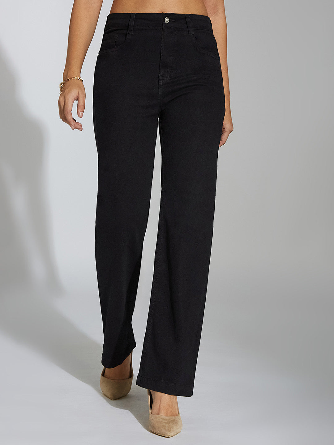 24/7 Comfort Black Straight High-Rise Stretchable Denim Jeans