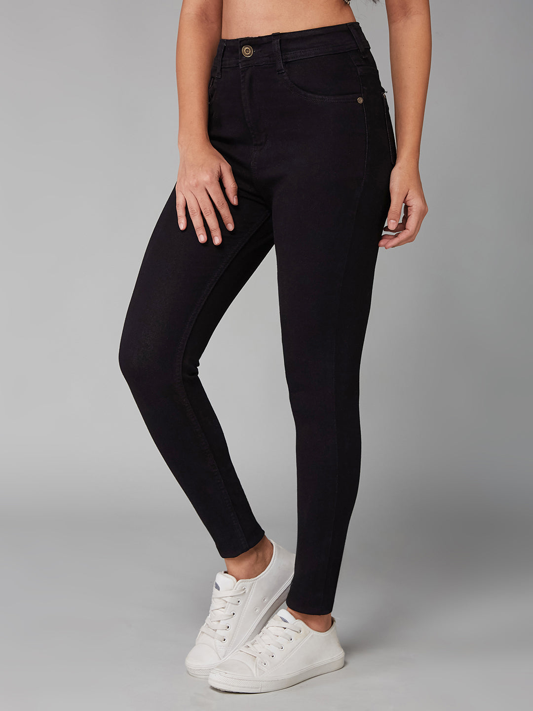 CHASEstretch™ Women's Black Slim-Fit High-Rise Acid Wash Stretchable Denim Jeans