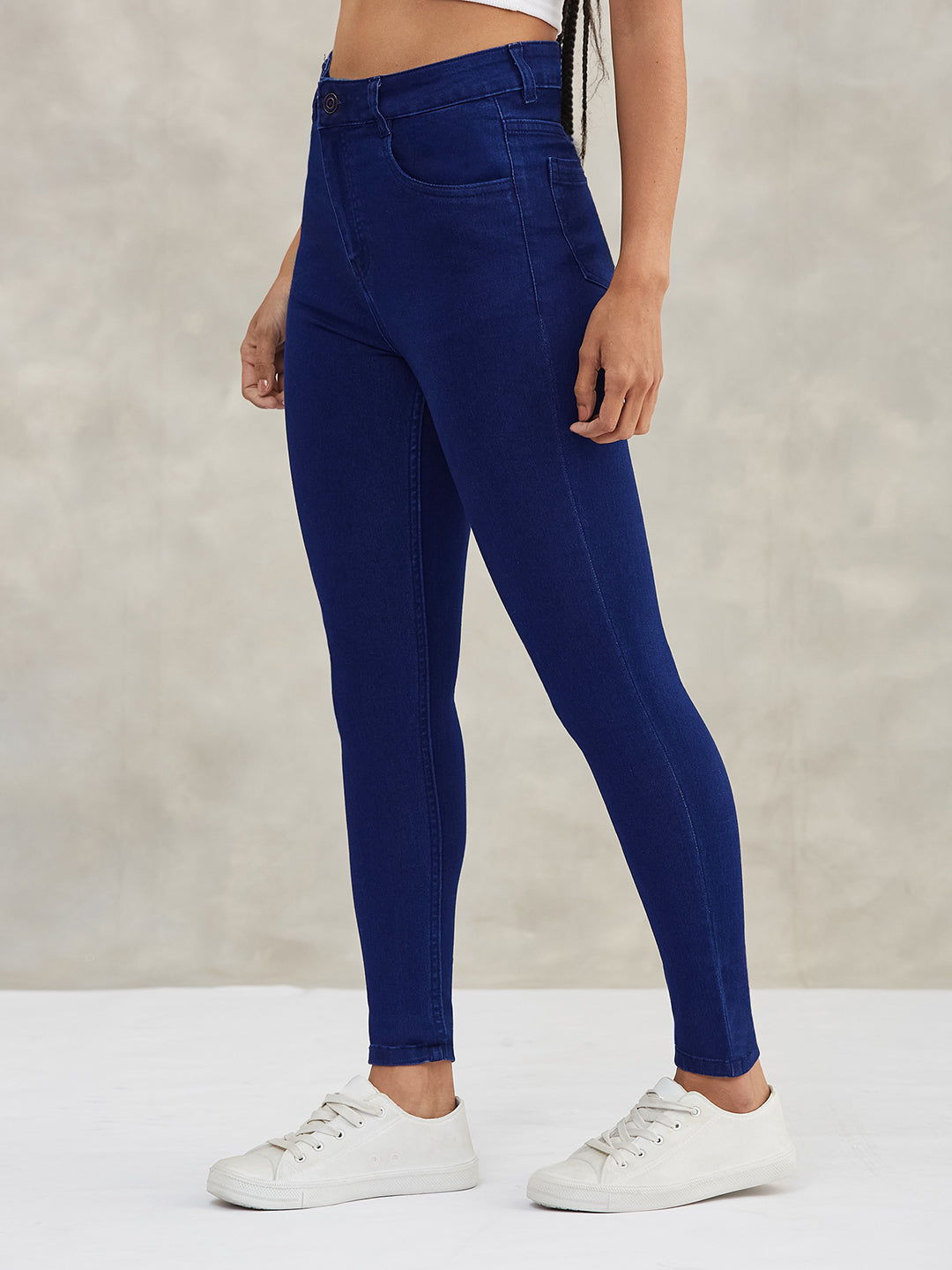 Women's Navy Blue Skinny High-Rise Stretchable Denim Jeans