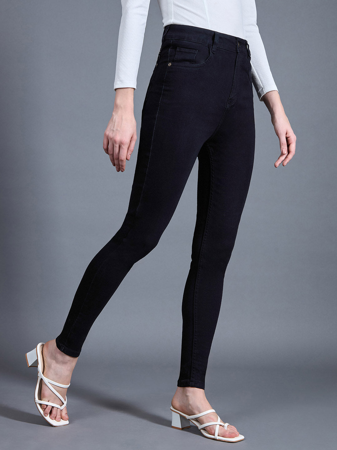 24/7 Comfort Black Skinny-Fit High-Rise Stretchable Denim Jeans