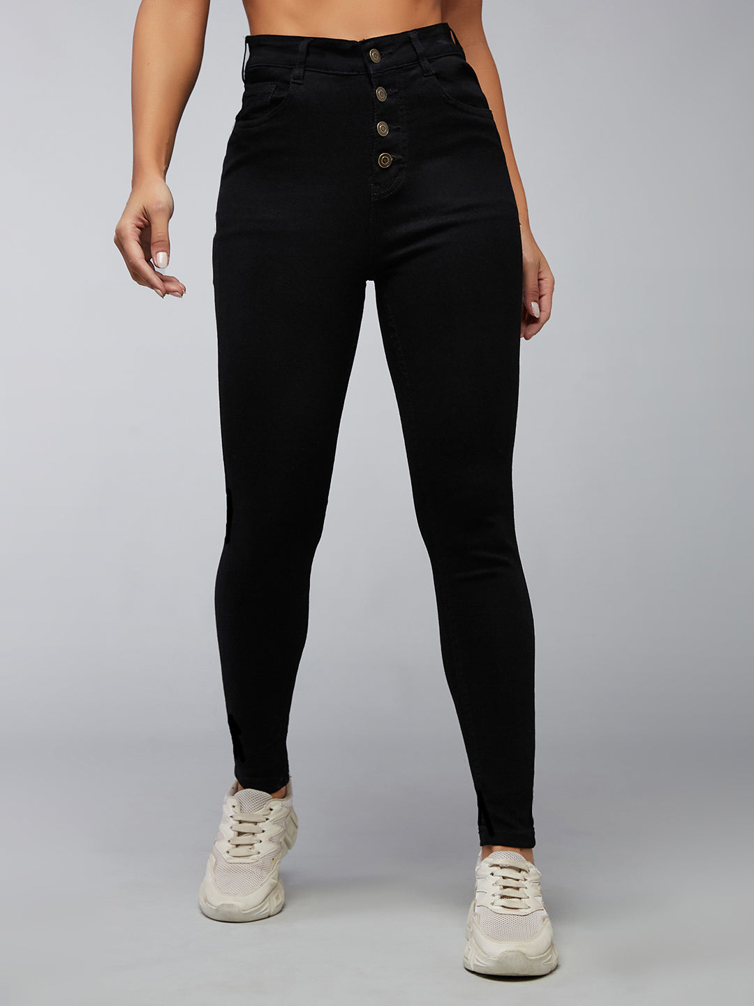 24/7 Comfort Black Skinny-Fit High-Rise Stretchable Denim Jeans