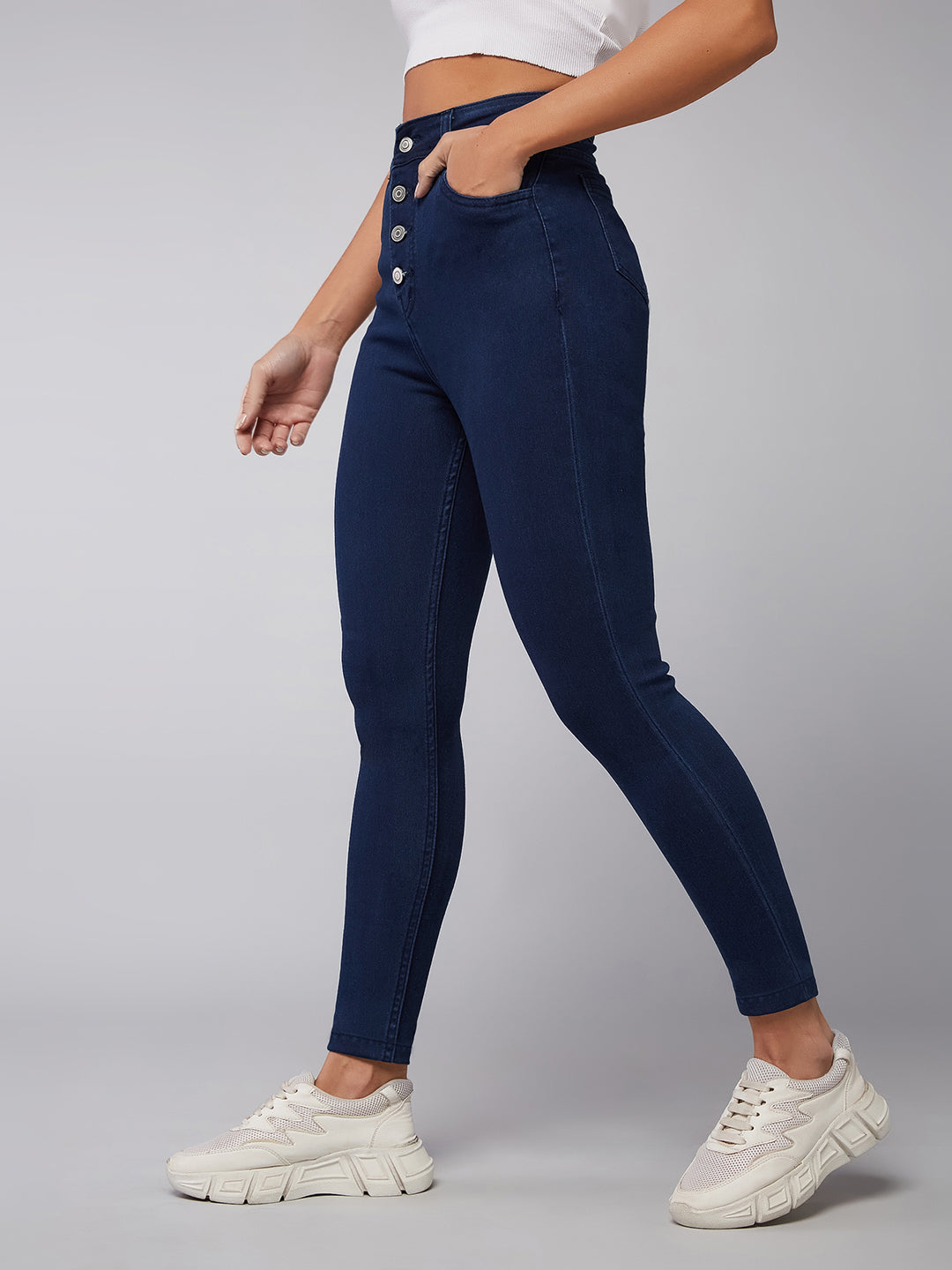 CHASEstretch™ Navy-Blue Skinny-Fit High-Rise Denim Jeans
