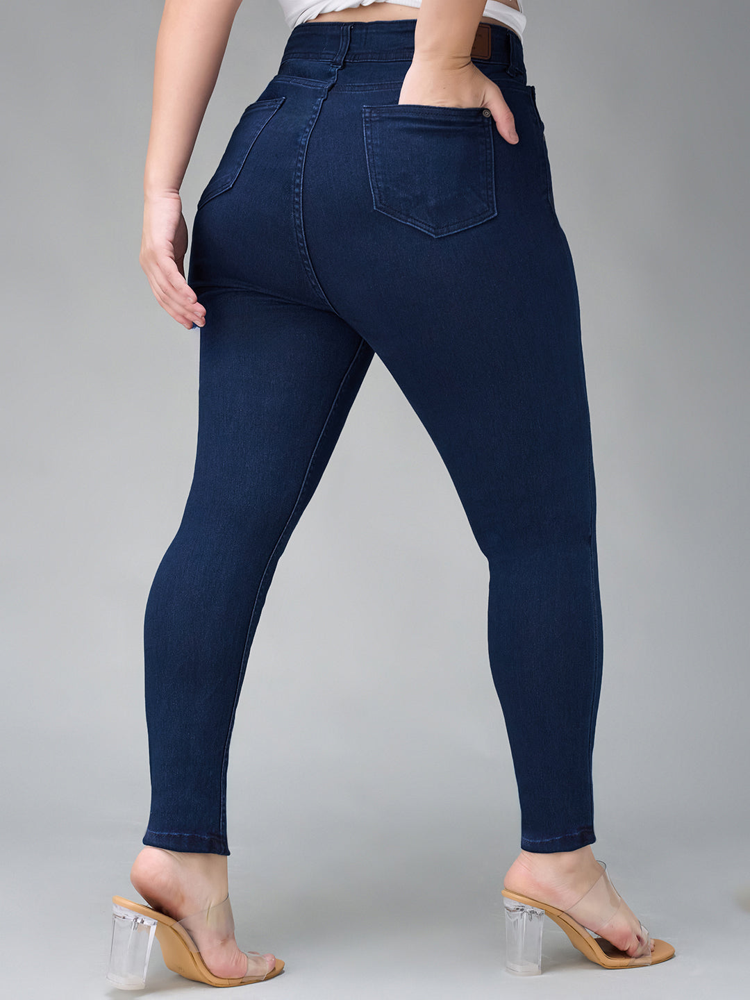 24/7 Comfort Navy-Blue Skinny-Fit High-Rise Stretchable Denim Jeans