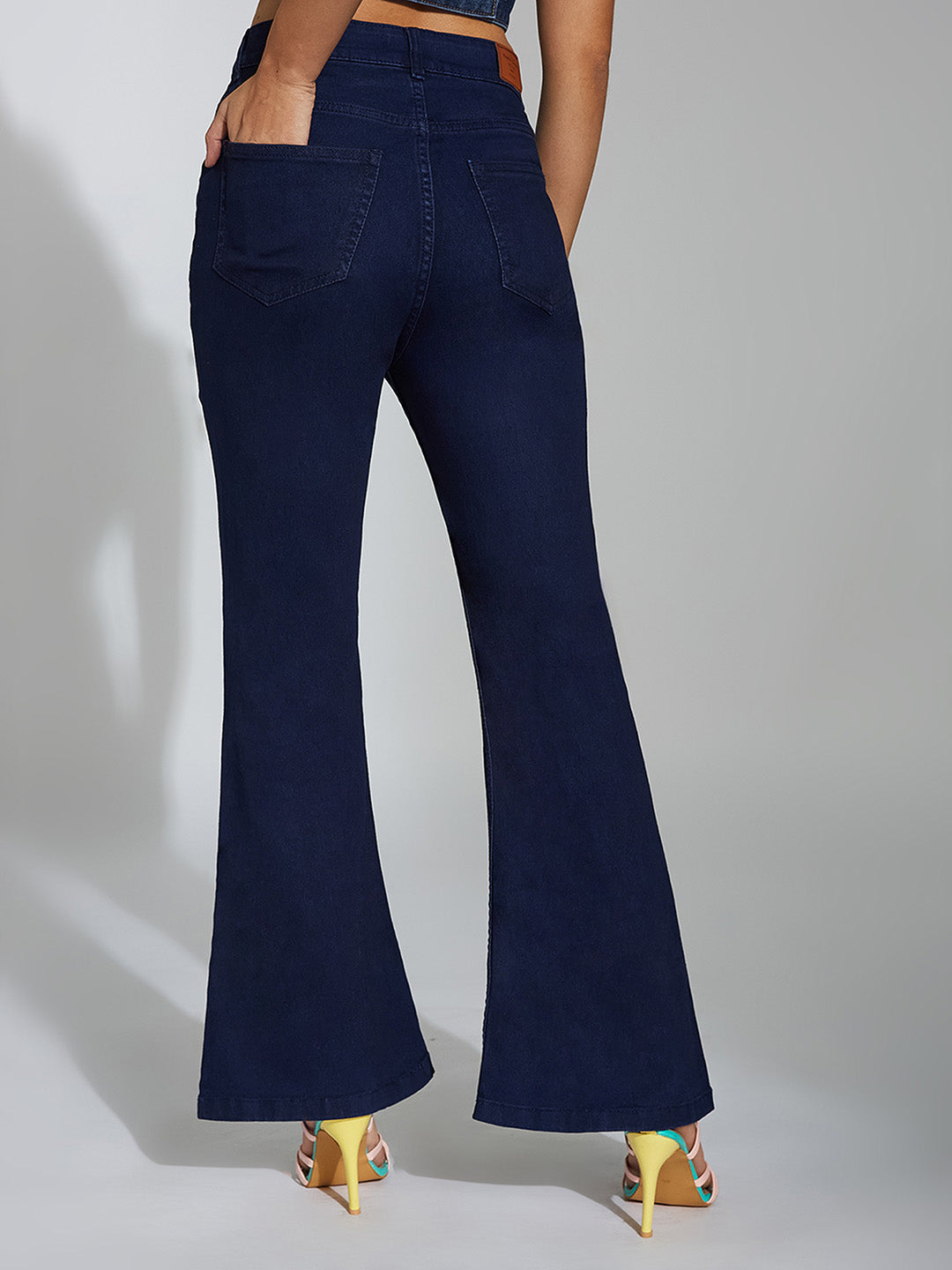 CHASEshape™ Navy-Blue Bootcut High-Rise Denim Jeans