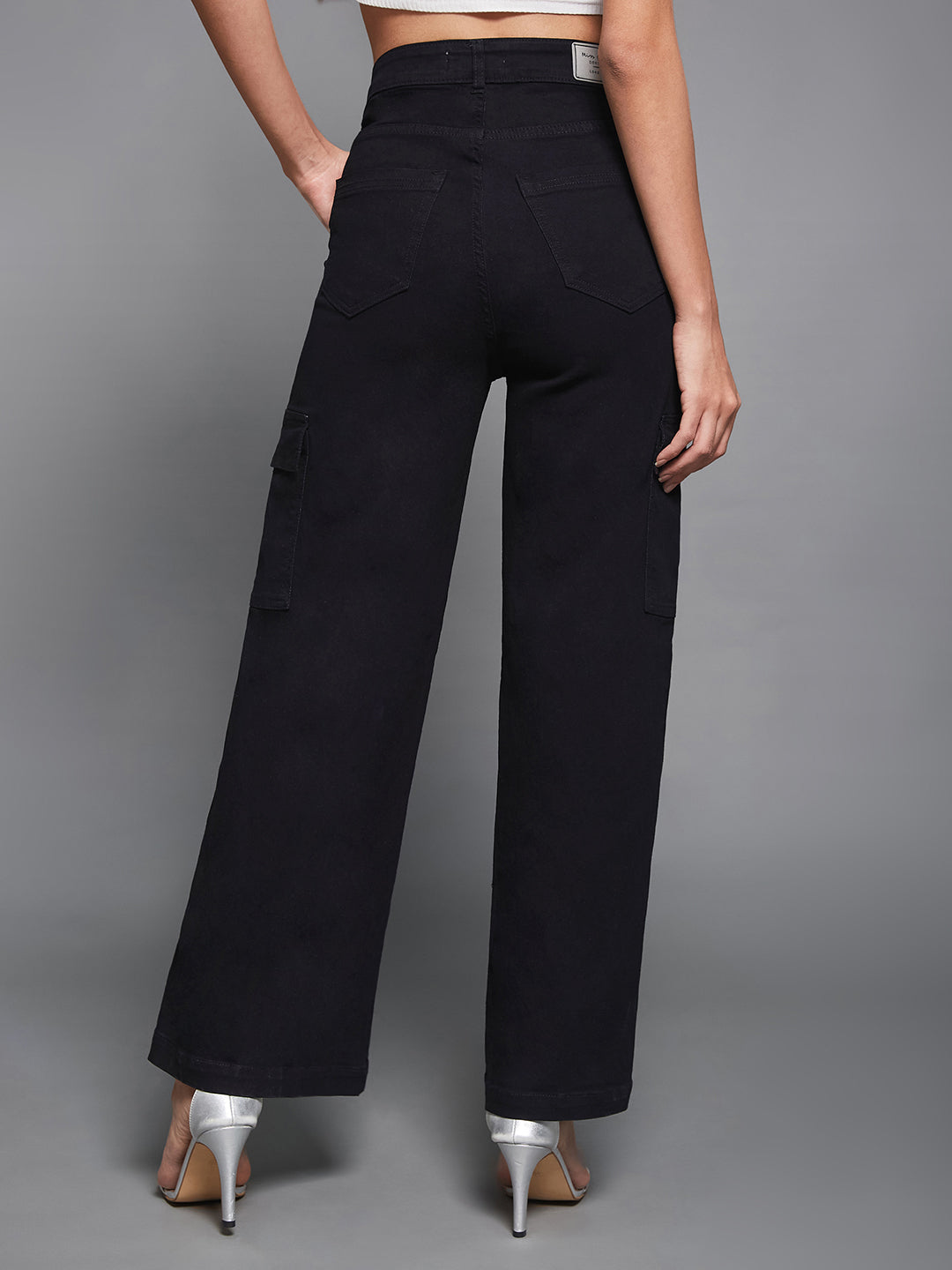 CHASEstretch™ Women's Black Wide-Leg High-Rise Denim Cargo Jeans