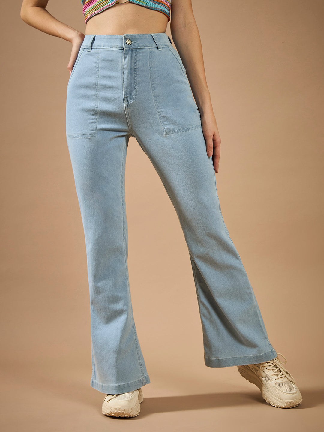 24/7 Comfort Light Blue Bootcut High-Rise Stretchable Denim Jeans